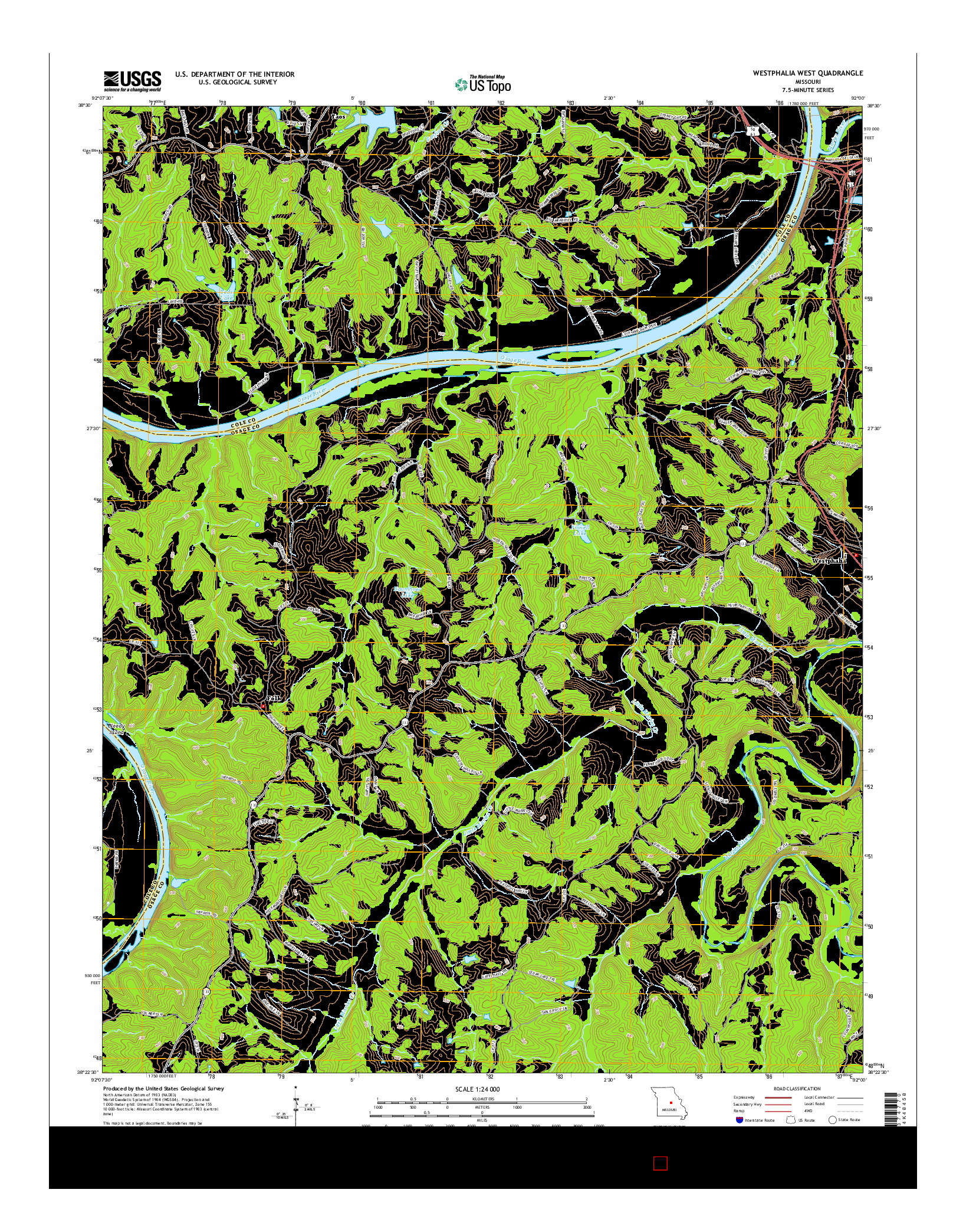 USGS US TOPO 7.5-MINUTE MAP FOR WESTPHALIA WEST, MO 2015