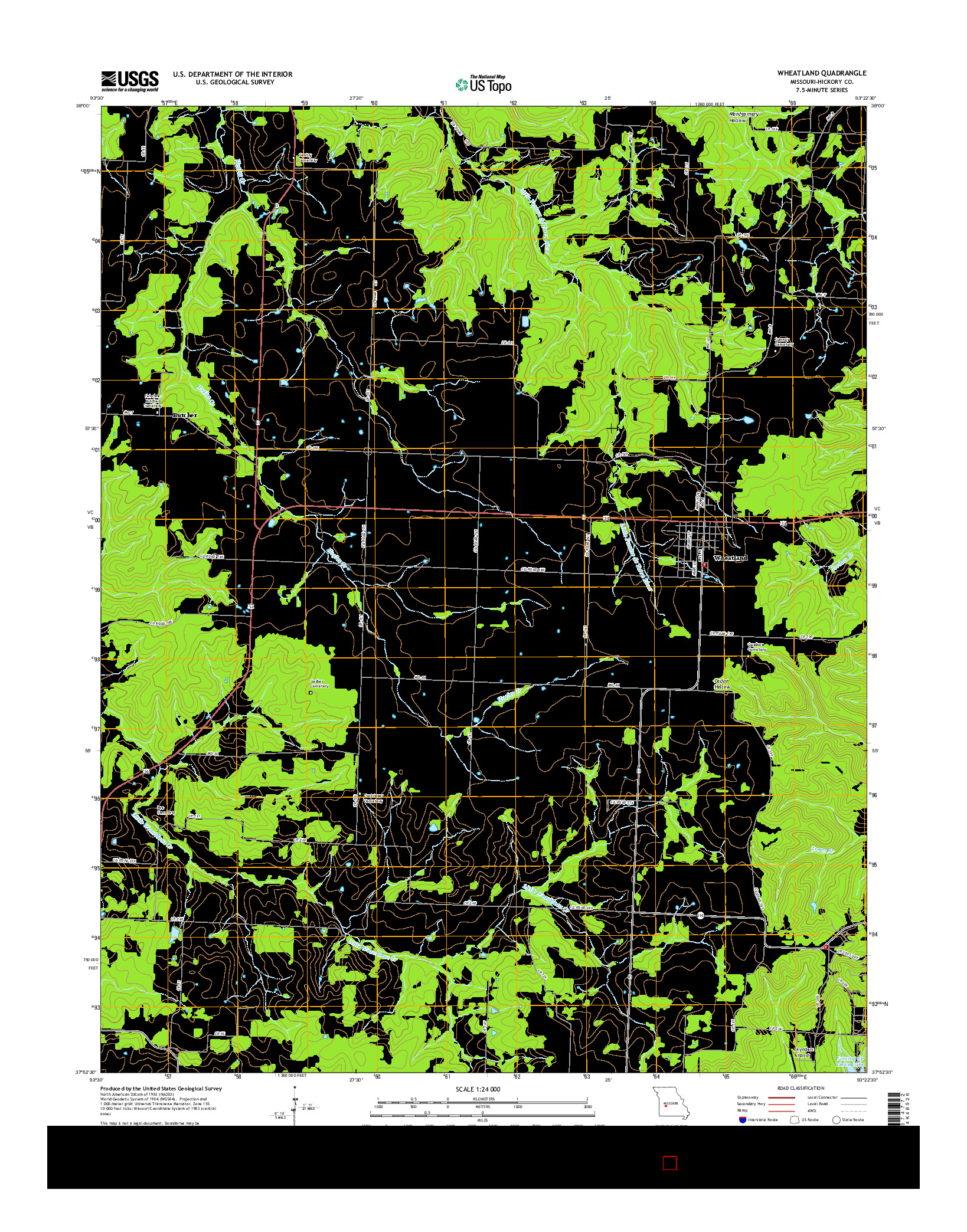 USGS US TOPO 7.5-MINUTE MAP FOR WHEATLAND, MO 2015