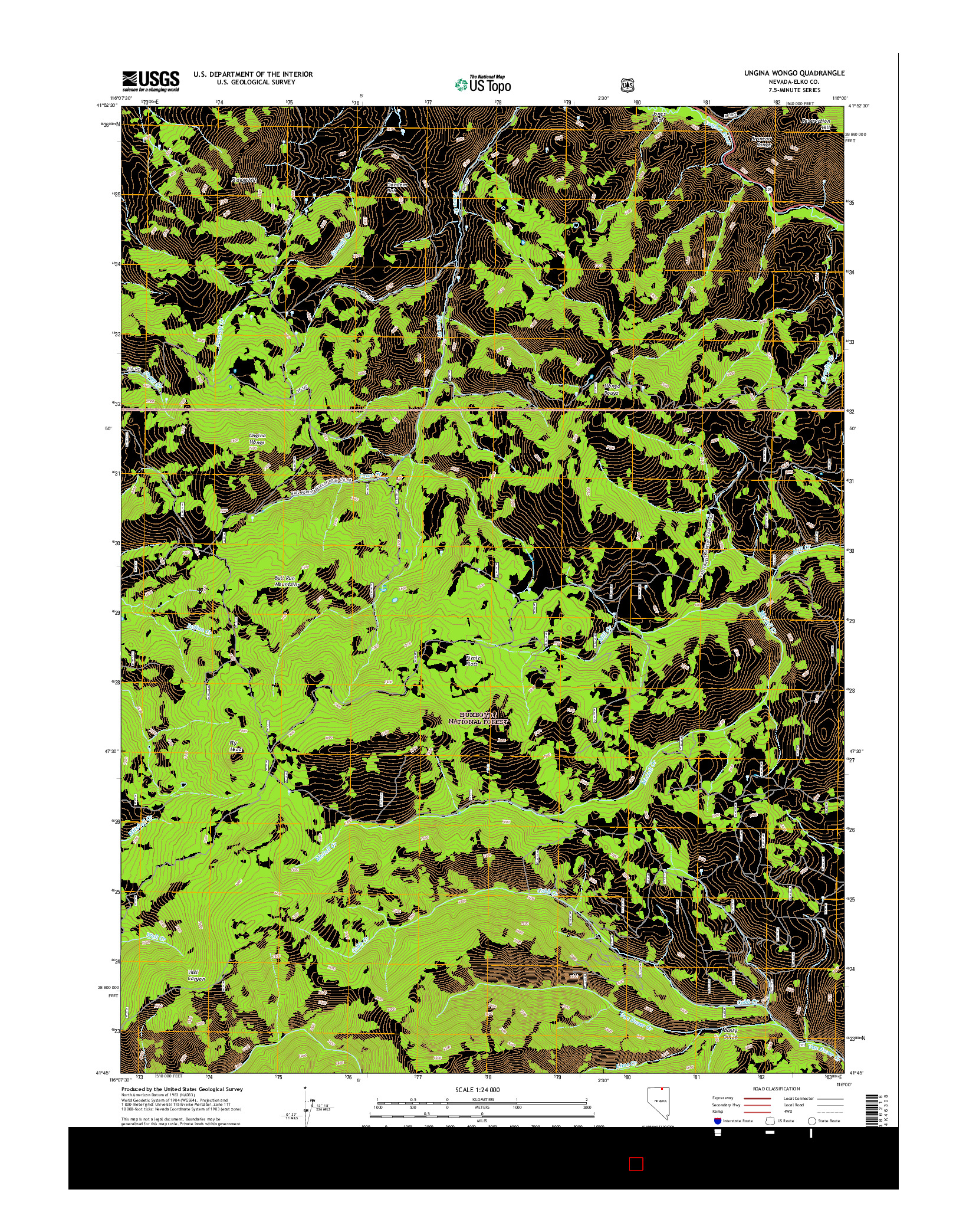 USGS US TOPO 7.5-MINUTE MAP FOR UNGINA WONGO, NV 2015