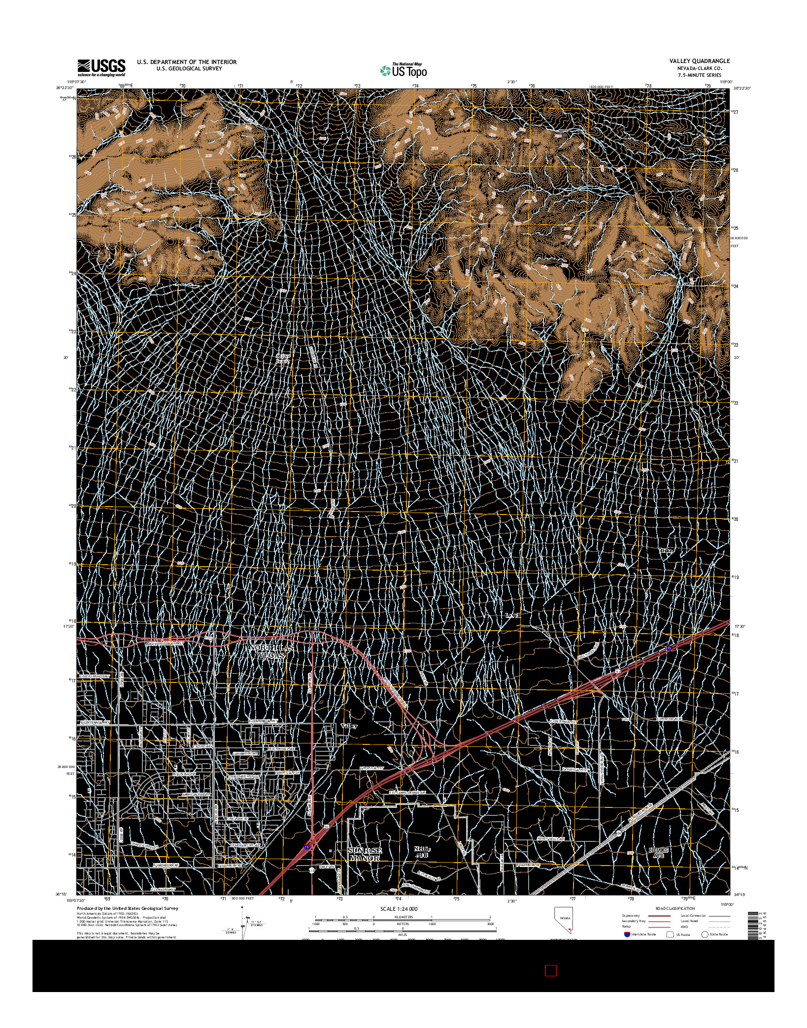 USGS US TOPO 7.5-MINUTE MAP FOR VALLEY, NV 2015
