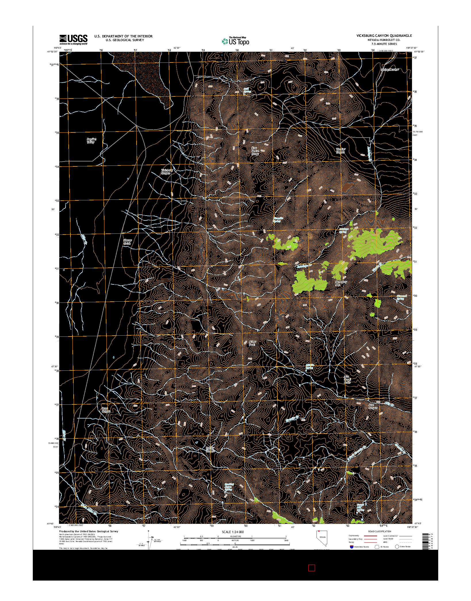 USGS US TOPO 7.5-MINUTE MAP FOR VICKSBURG CANYON, NV 2015
