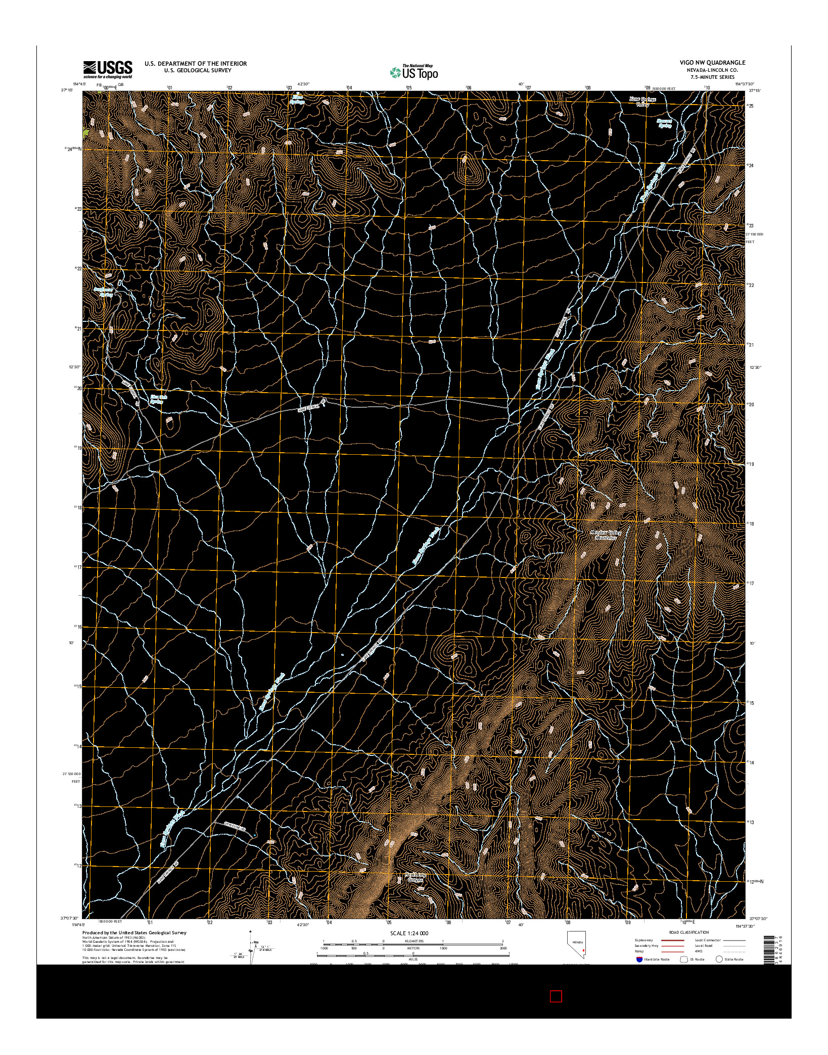 USGS US TOPO 7.5-MINUTE MAP FOR VIGO NW, NV 2015