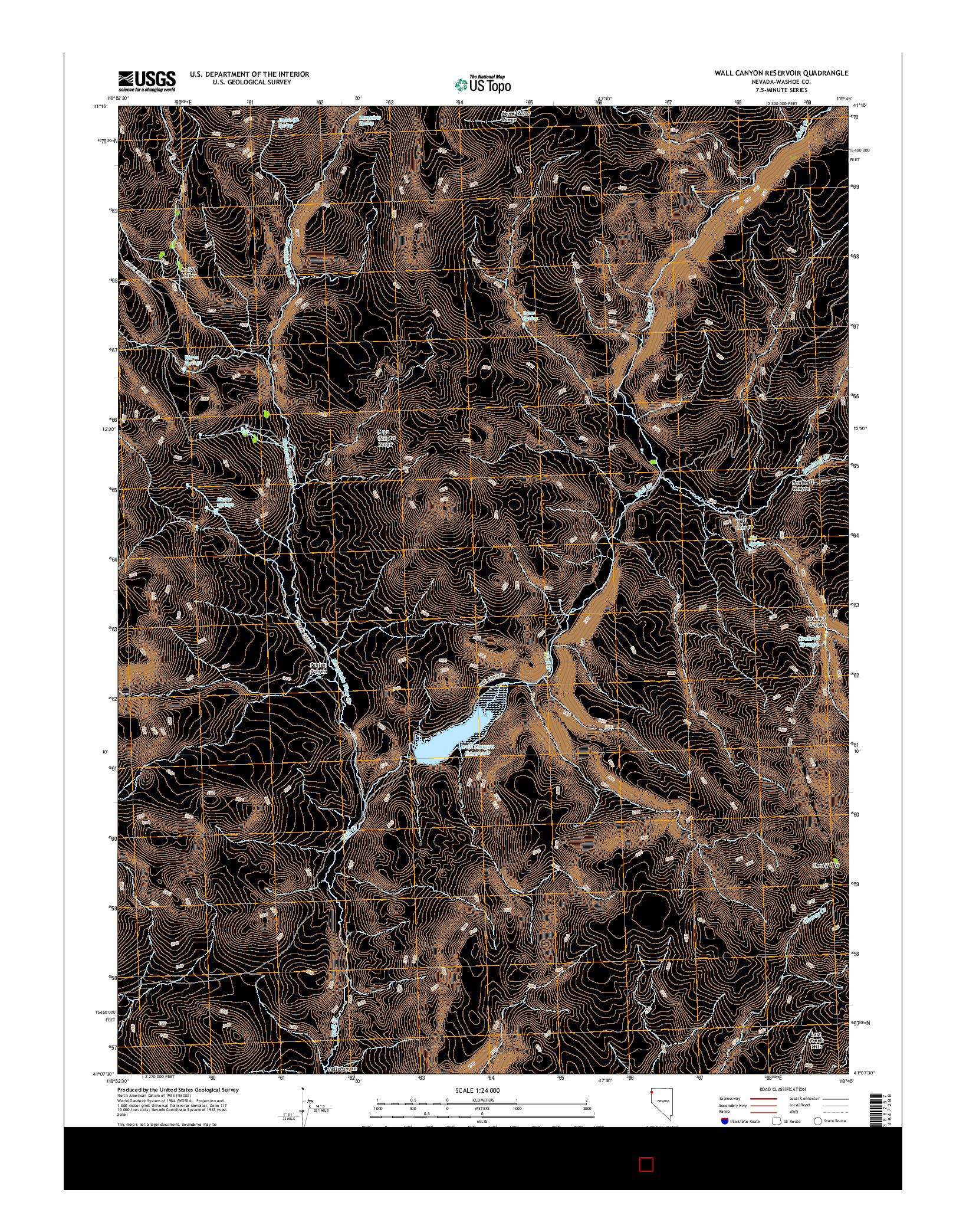 USGS US TOPO 7.5-MINUTE MAP FOR WALL CANYON RESERVOIR, NV 2015