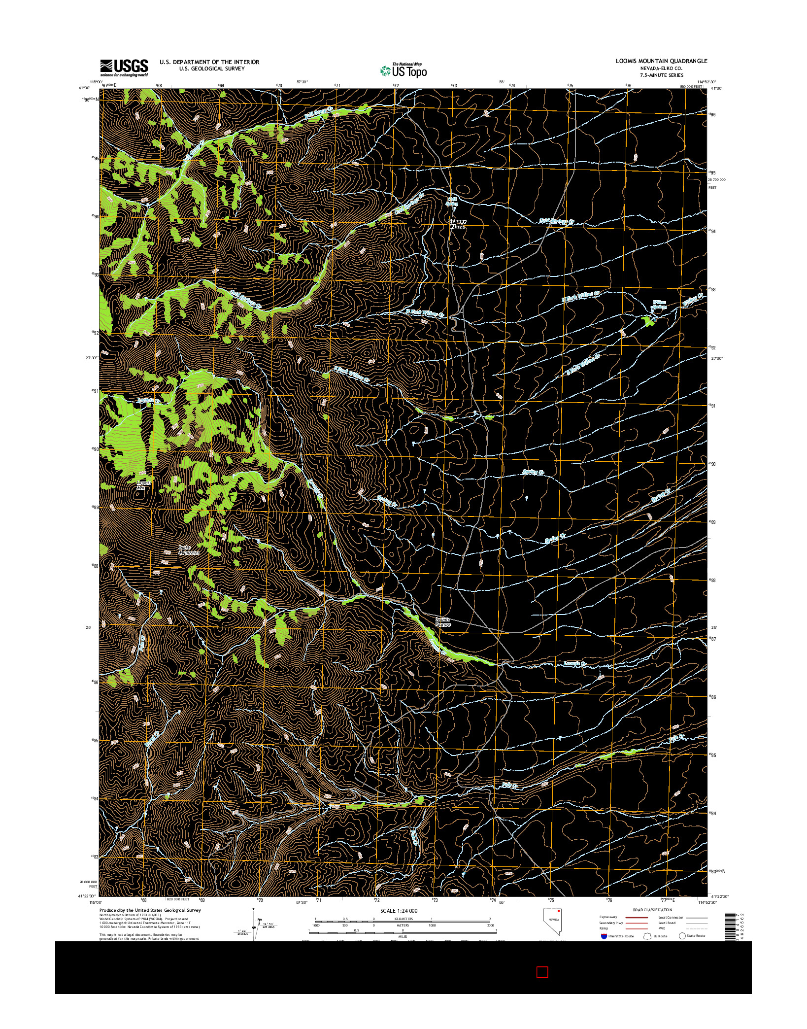 USGS US TOPO 7.5-MINUTE MAP FOR LOOMIS MOUNTAIN, NV 2015