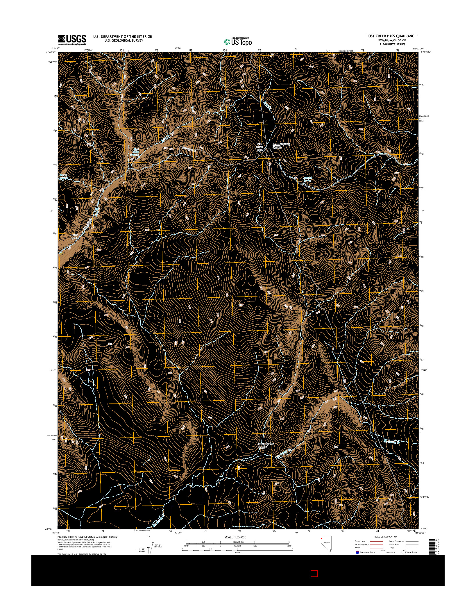 USGS US TOPO 7.5-MINUTE MAP FOR LOST CREEK PASS, NV 2015