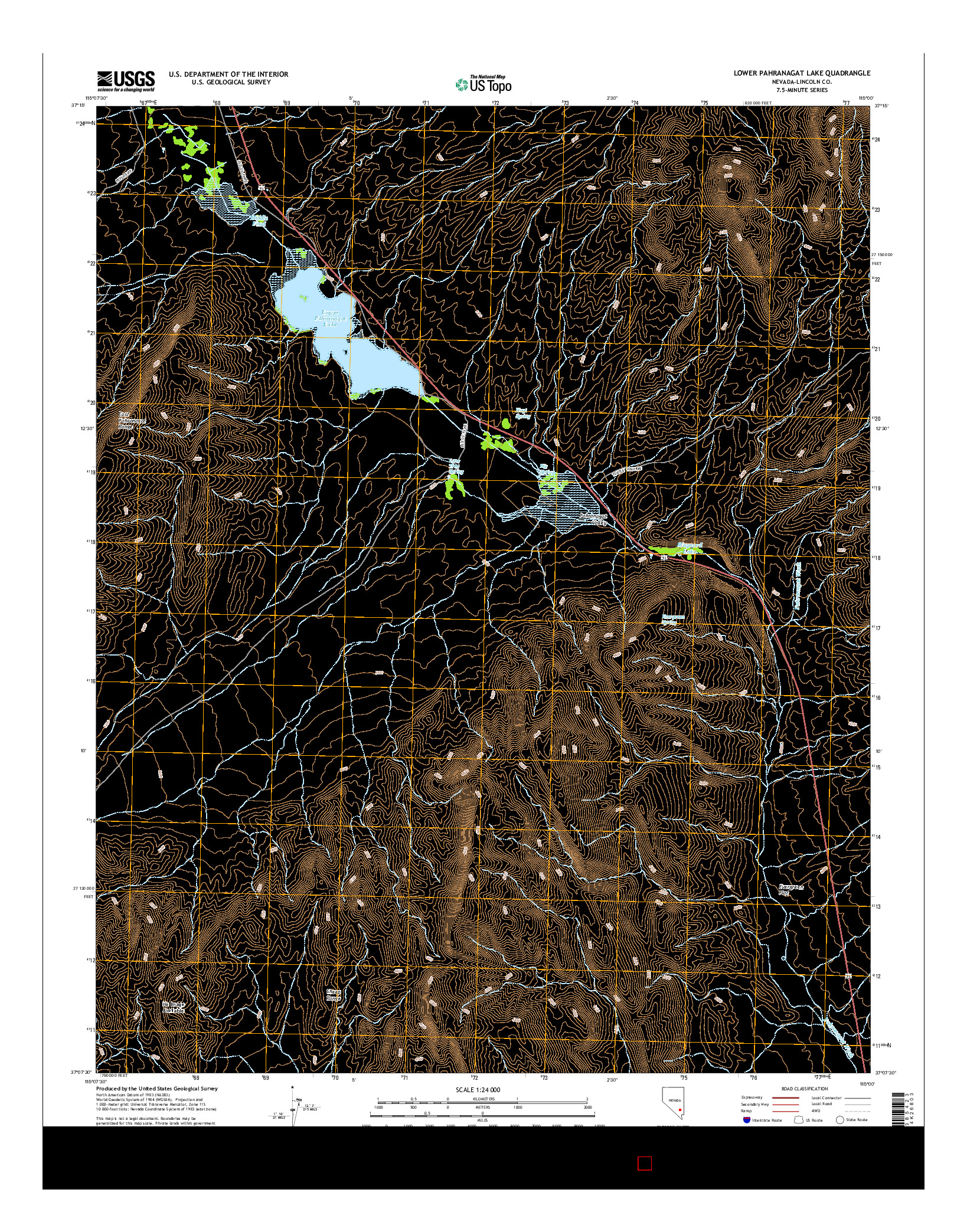USGS US TOPO 7.5-MINUTE MAP FOR LOWER PAHRANAGAT LAKE, NV 2015