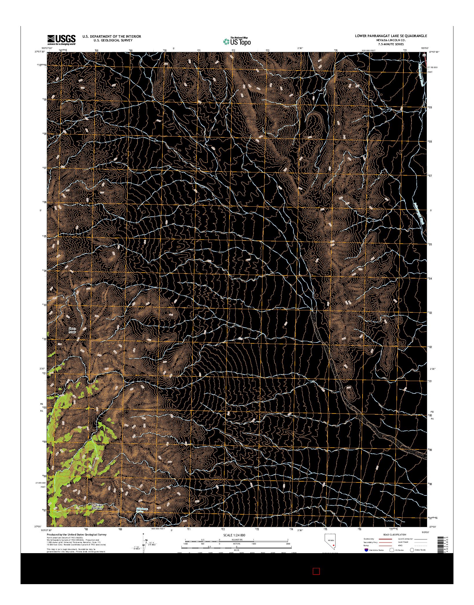 USGS US TOPO 7.5-MINUTE MAP FOR LOWER PAHRANAGAT LAKE SE, NV 2015