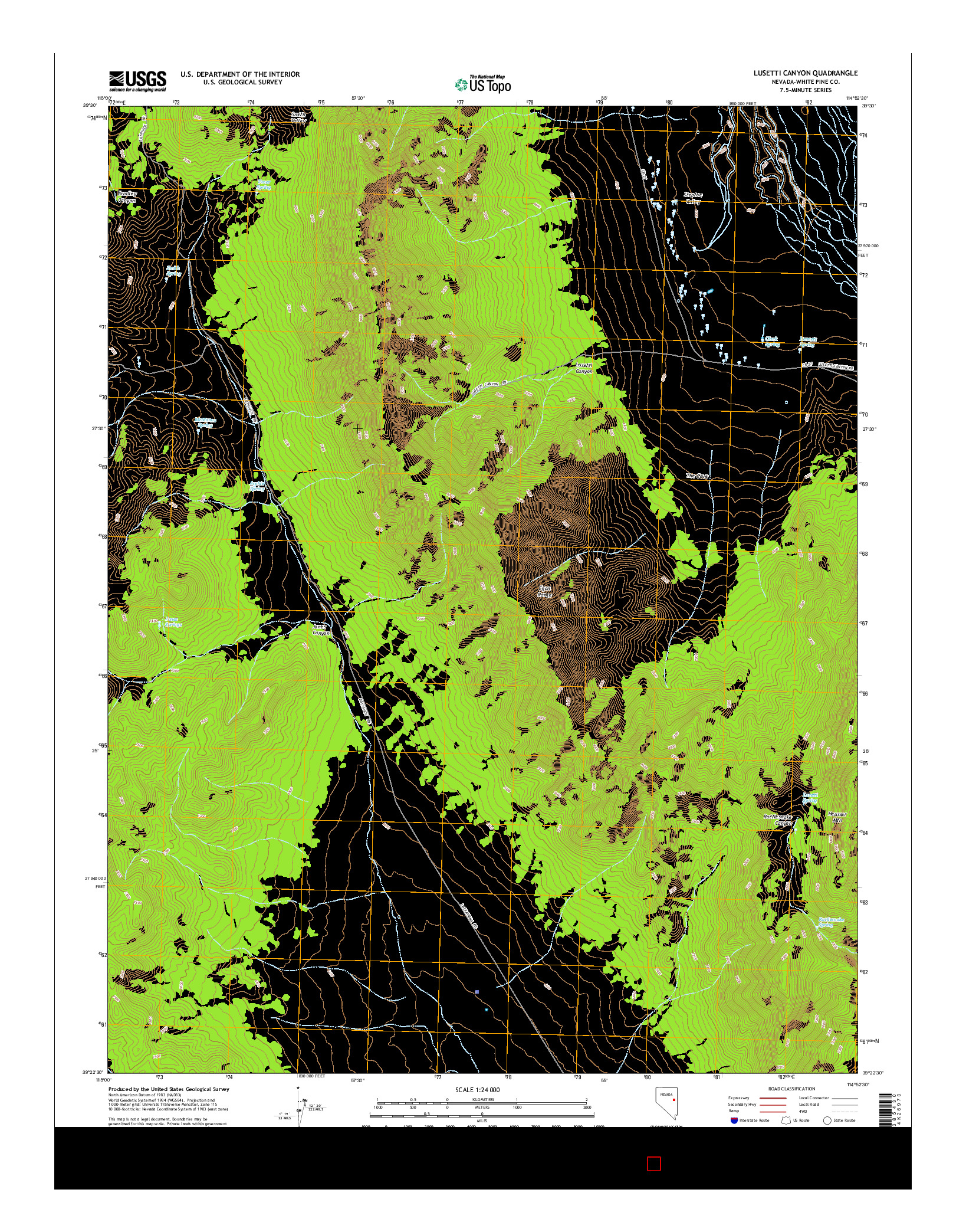 USGS US TOPO 7.5-MINUTE MAP FOR LUSETTI CANYON, NV 2015