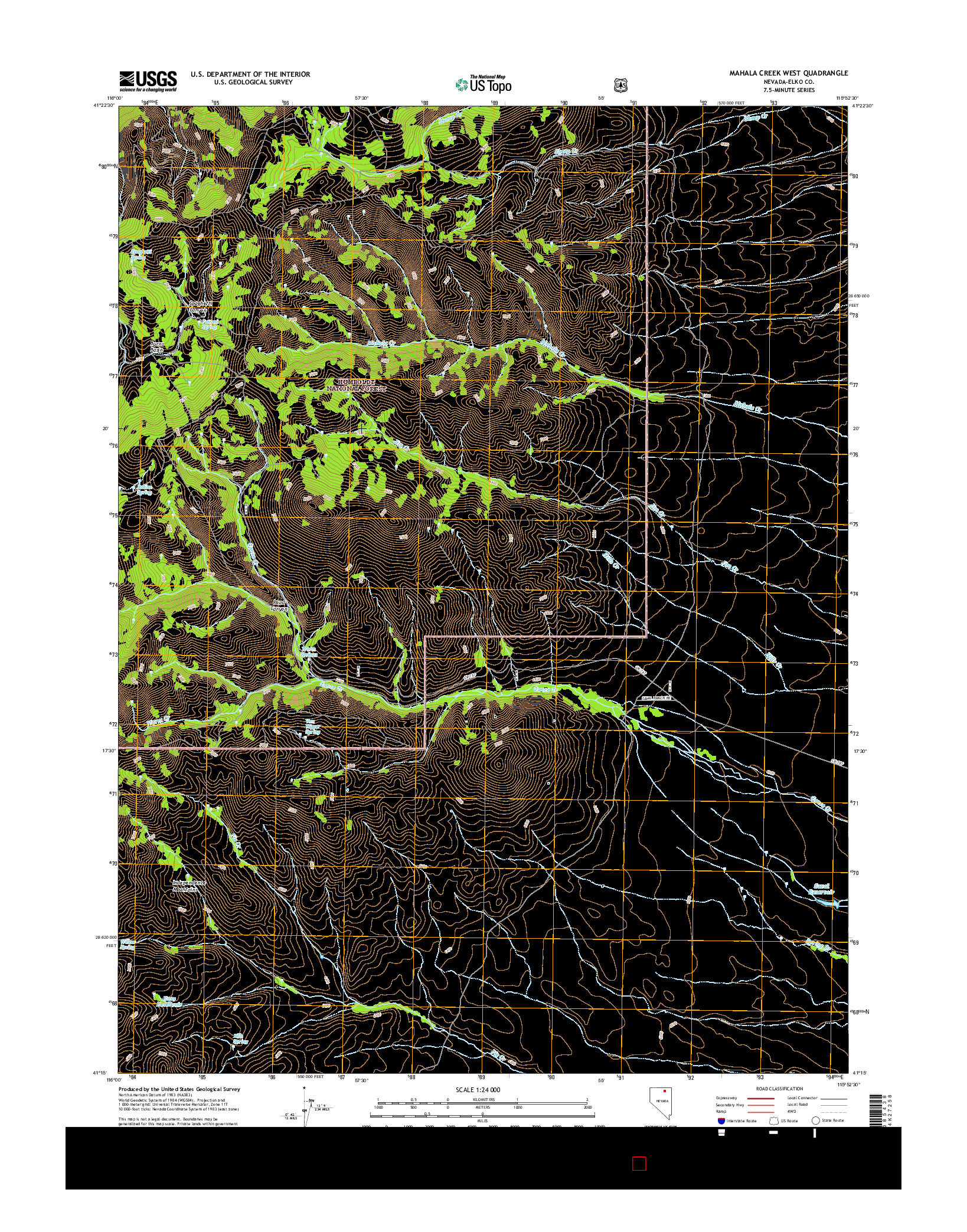 USGS US TOPO 7.5-MINUTE MAP FOR MAHALA CREEK WEST, NV 2015