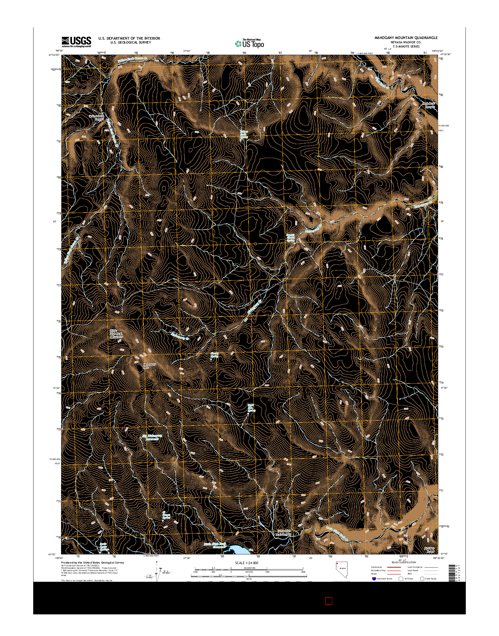 USGS US TOPO 7.5-MINUTE MAP FOR MAHOGANY MOUNTAIN, NV 2015