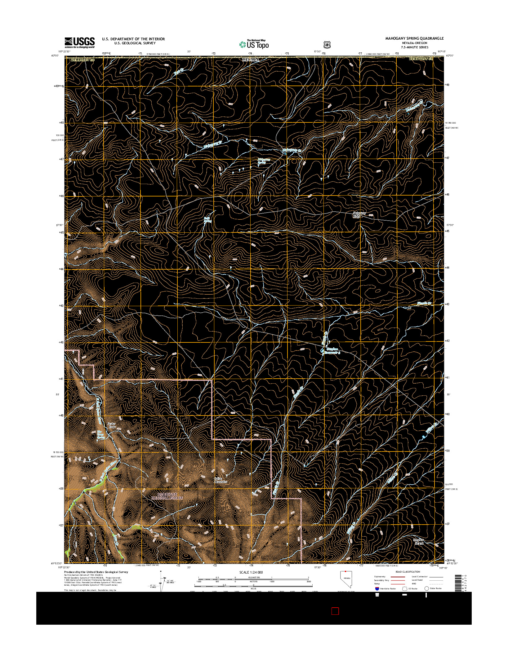 USGS US TOPO 7.5-MINUTE MAP FOR MAHOGANY SPRING, NV-OR 2015