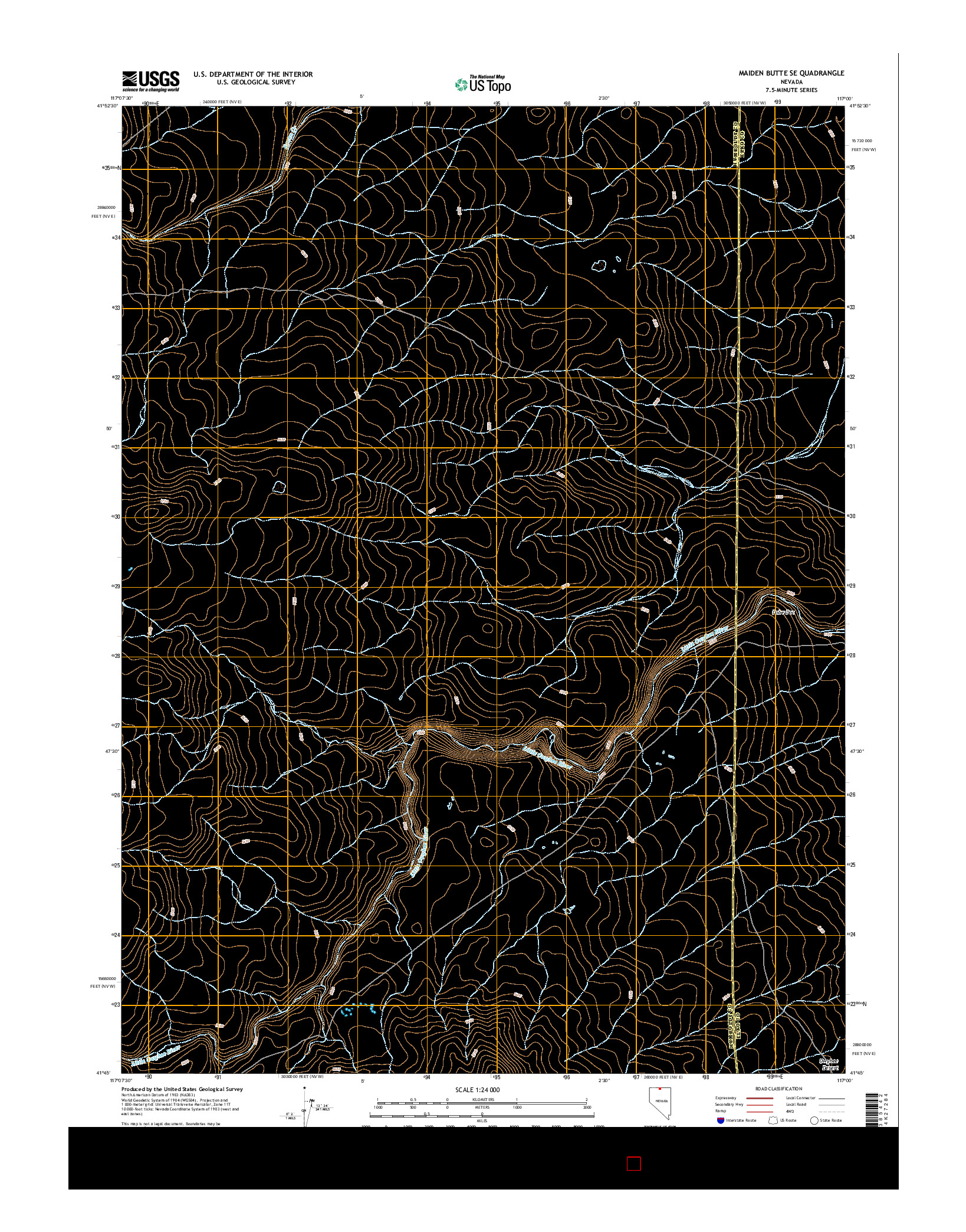 USGS US TOPO 7.5-MINUTE MAP FOR MAIDEN BUTTE SE, NV 2015