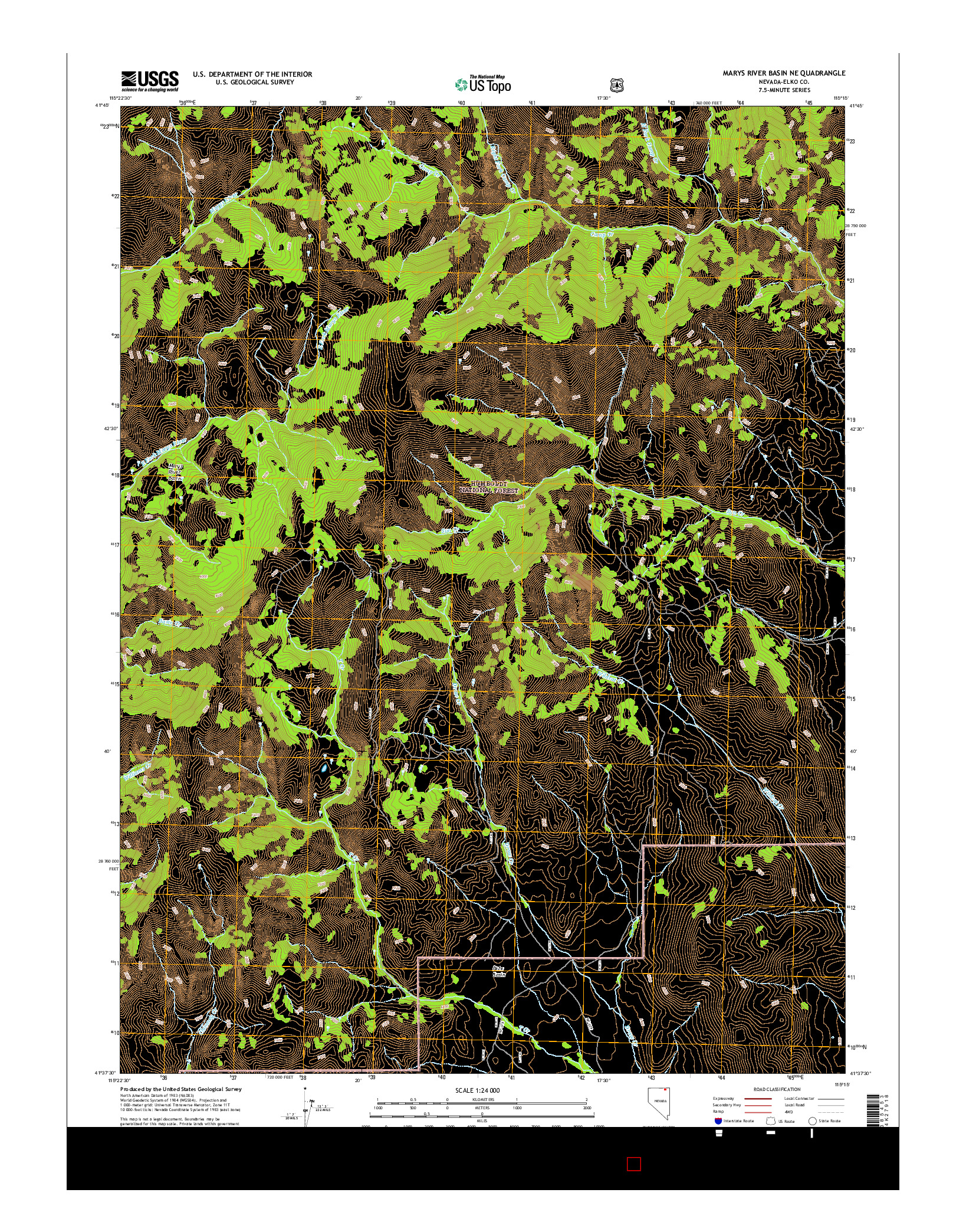 USGS US TOPO 7.5-MINUTE MAP FOR MARYS RIVER BASIN NE, NV 2015