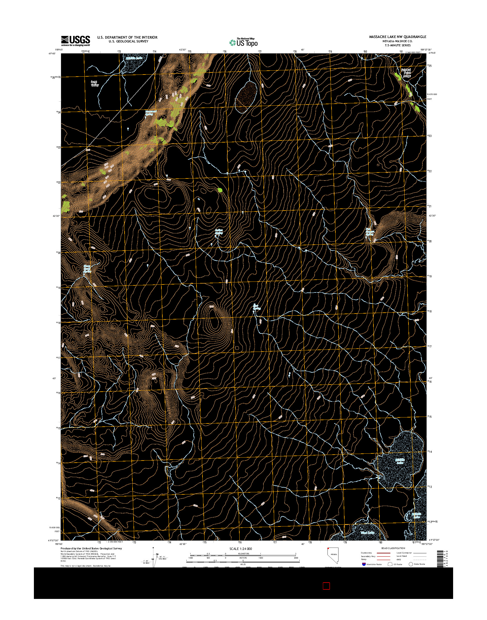 USGS US TOPO 7.5-MINUTE MAP FOR MASSACRE LAKE NW, NV 2015