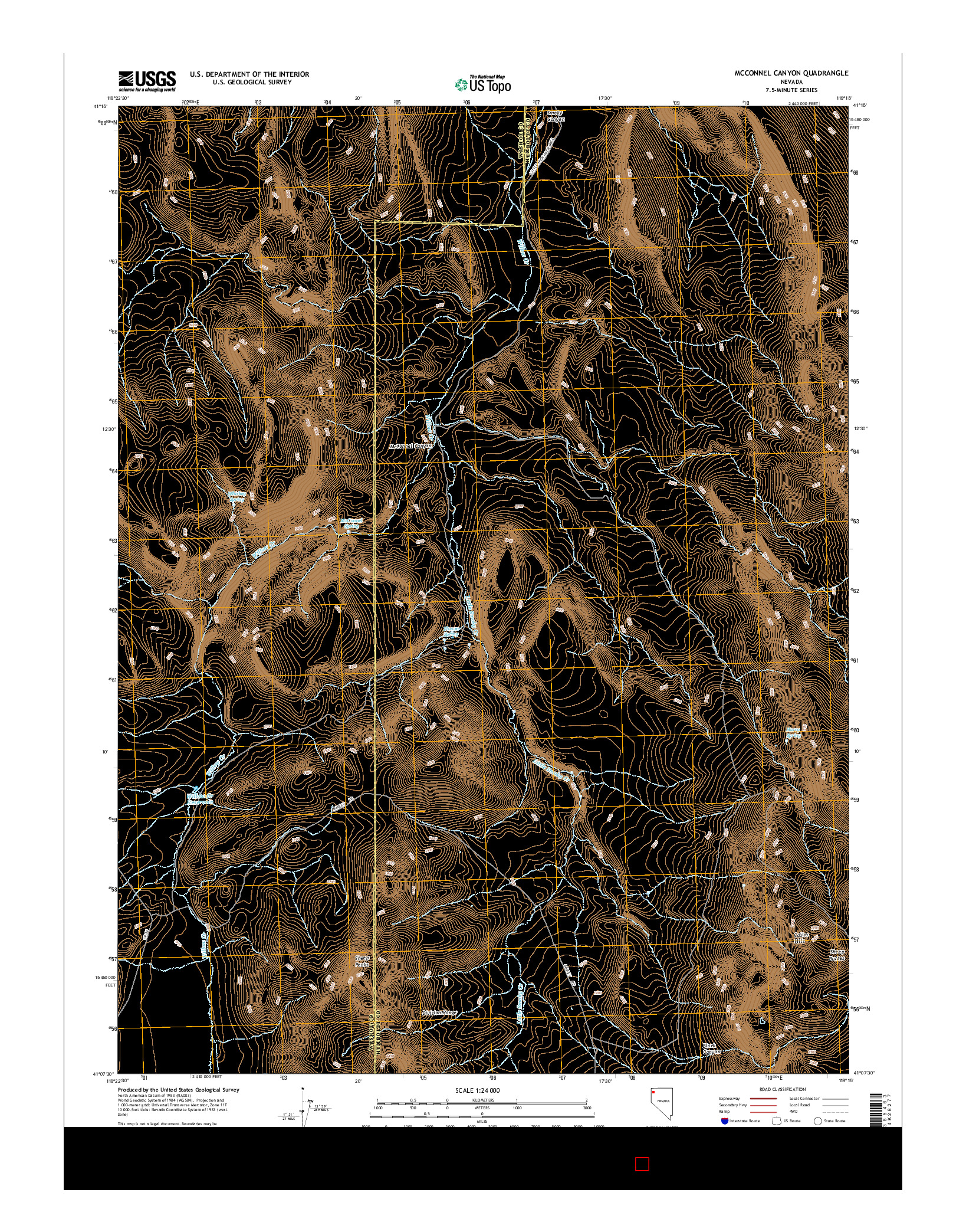 USGS US TOPO 7.5-MINUTE MAP FOR MCCONNEL CANYON, NV 2015