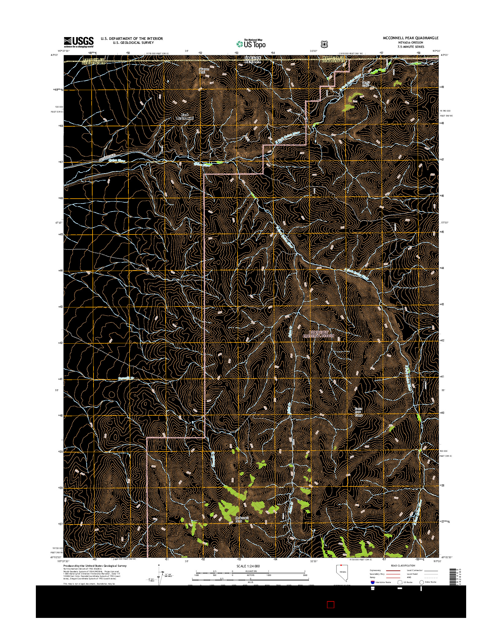 USGS US TOPO 7.5-MINUTE MAP FOR MCCONNELL PEAK, NV-OR 2015