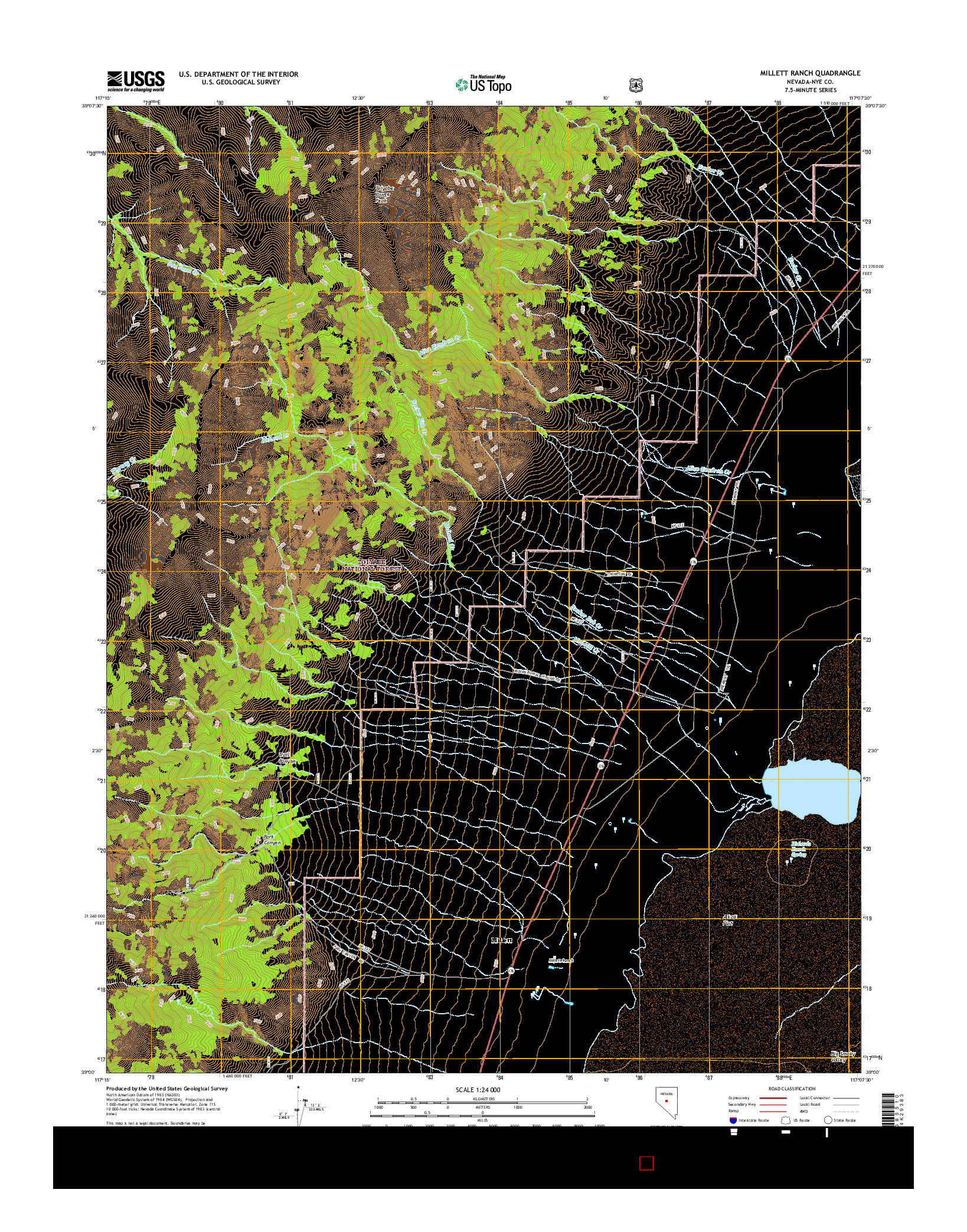 USGS US TOPO 7.5-MINUTE MAP FOR MILLETT RANCH, NV 2015