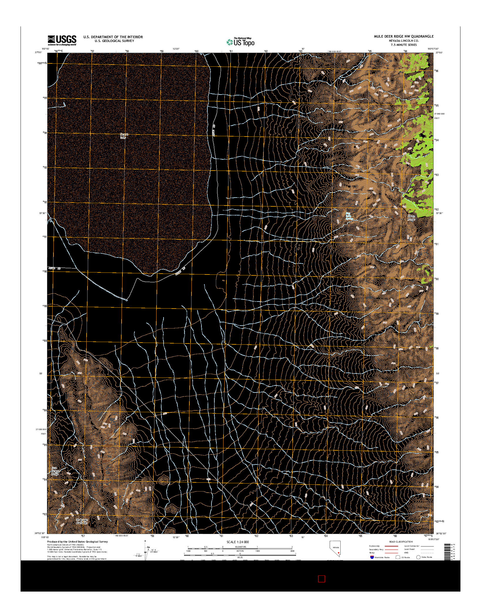 USGS US TOPO 7.5-MINUTE MAP FOR MULE DEER RIDGE NW, NV 2015