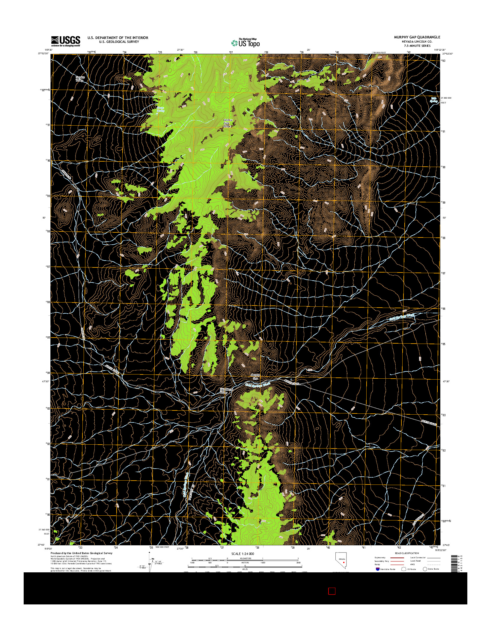 USGS US TOPO 7.5-MINUTE MAP FOR MURPHY GAP, NV 2015