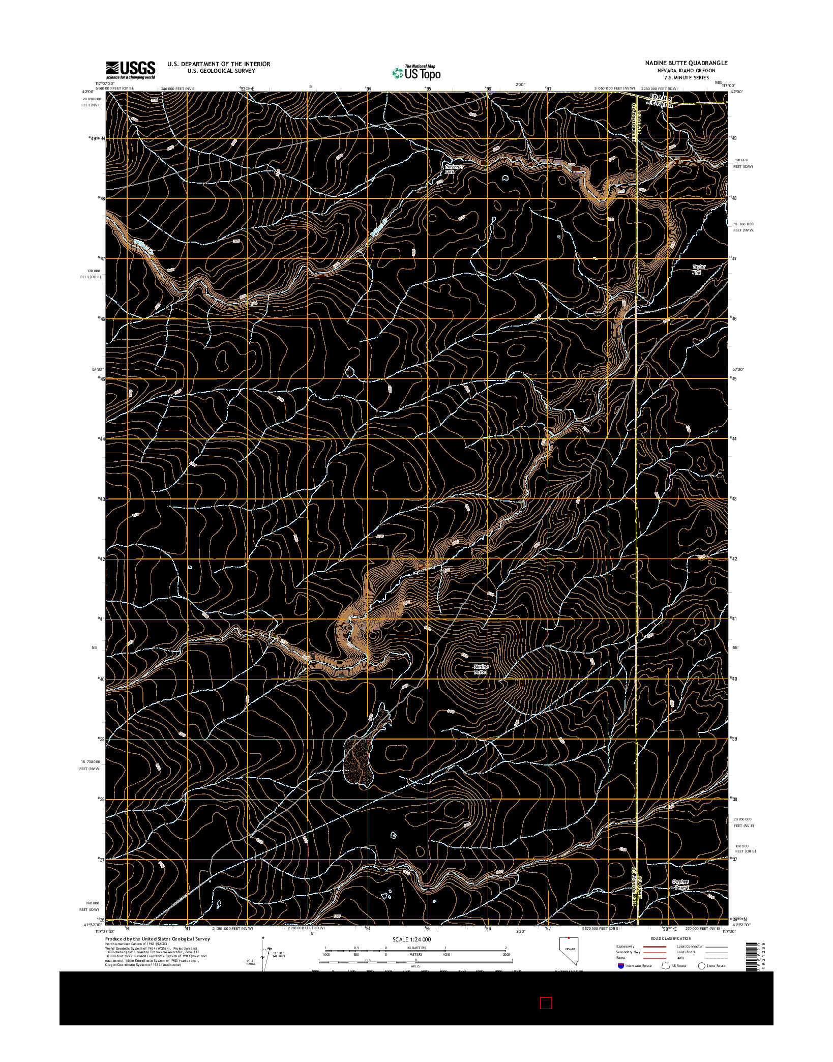 USGS US TOPO 7.5-MINUTE MAP FOR NADINE BUTTE, NV-ID-OR 2015