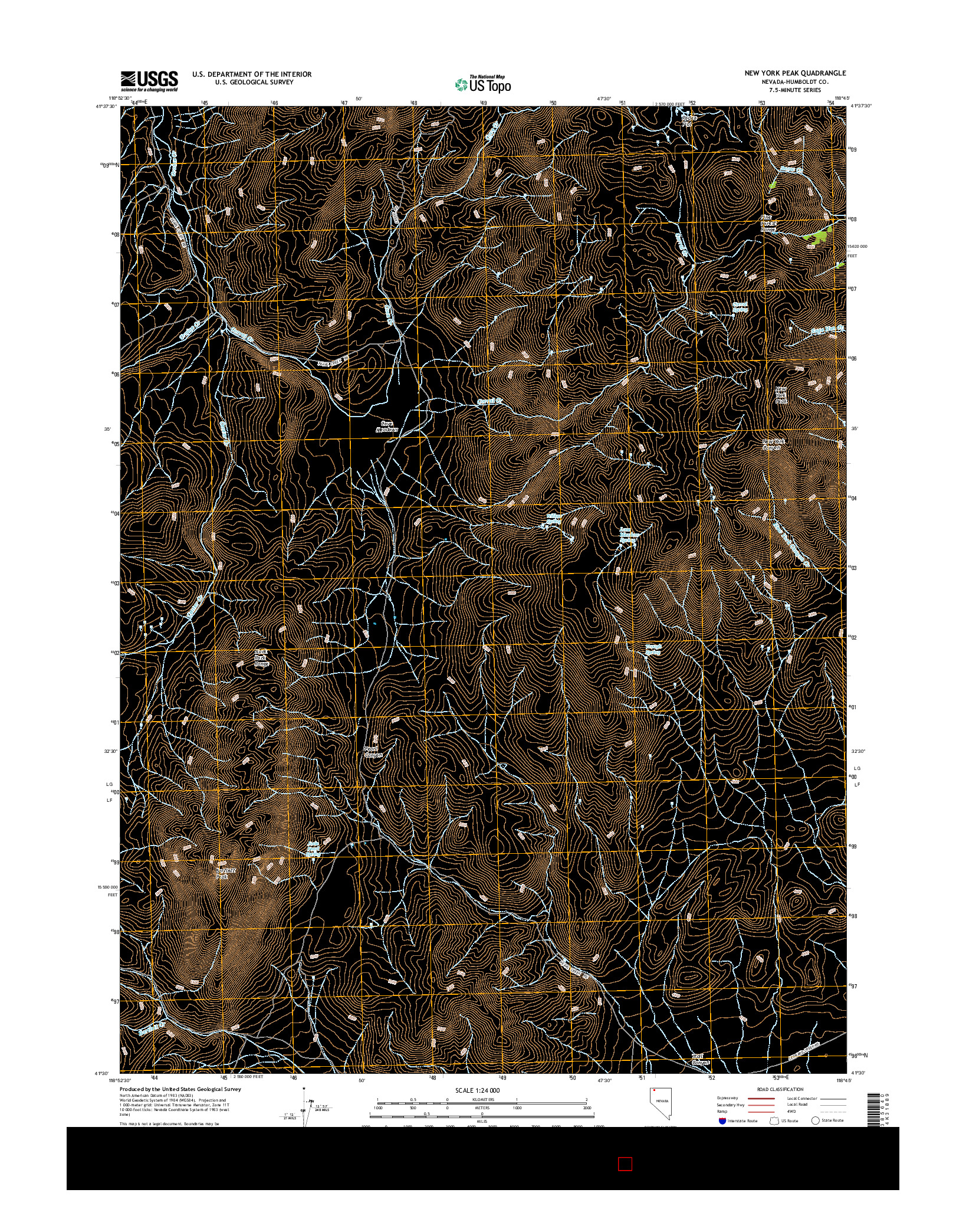 USGS US TOPO 7.5-MINUTE MAP FOR NEW YORK PEAK, NV 2015