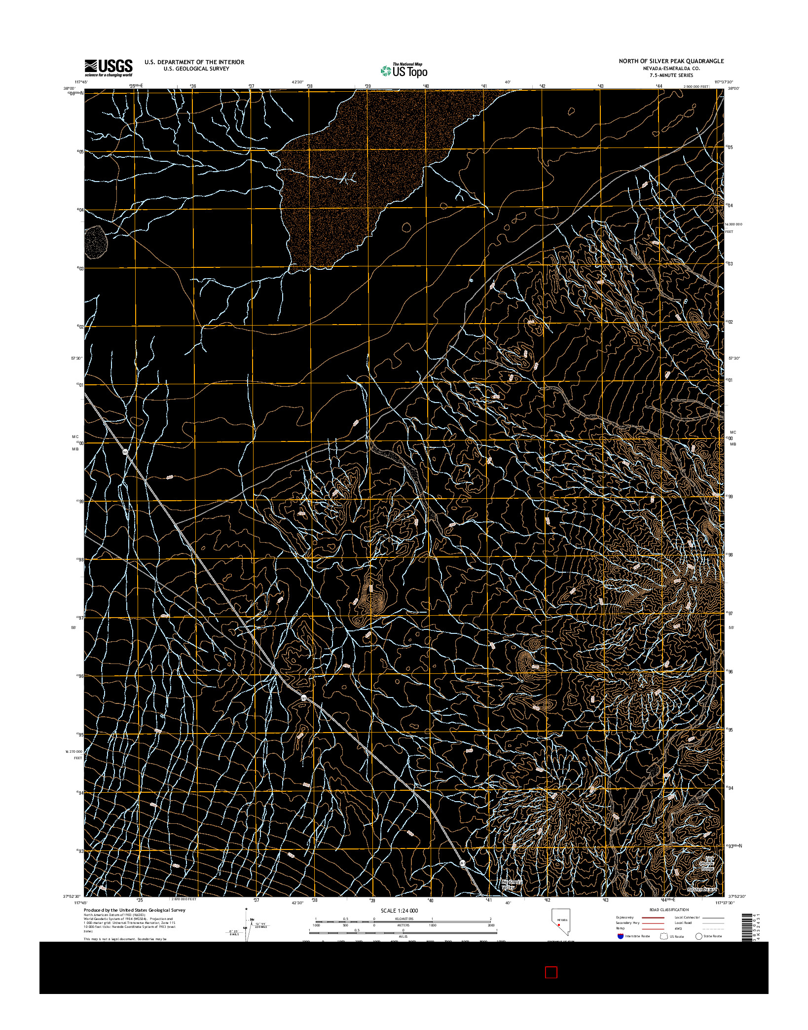 USGS US TOPO 7.5-MINUTE MAP FOR NORTH OF SILVER PEAK, NV 2015