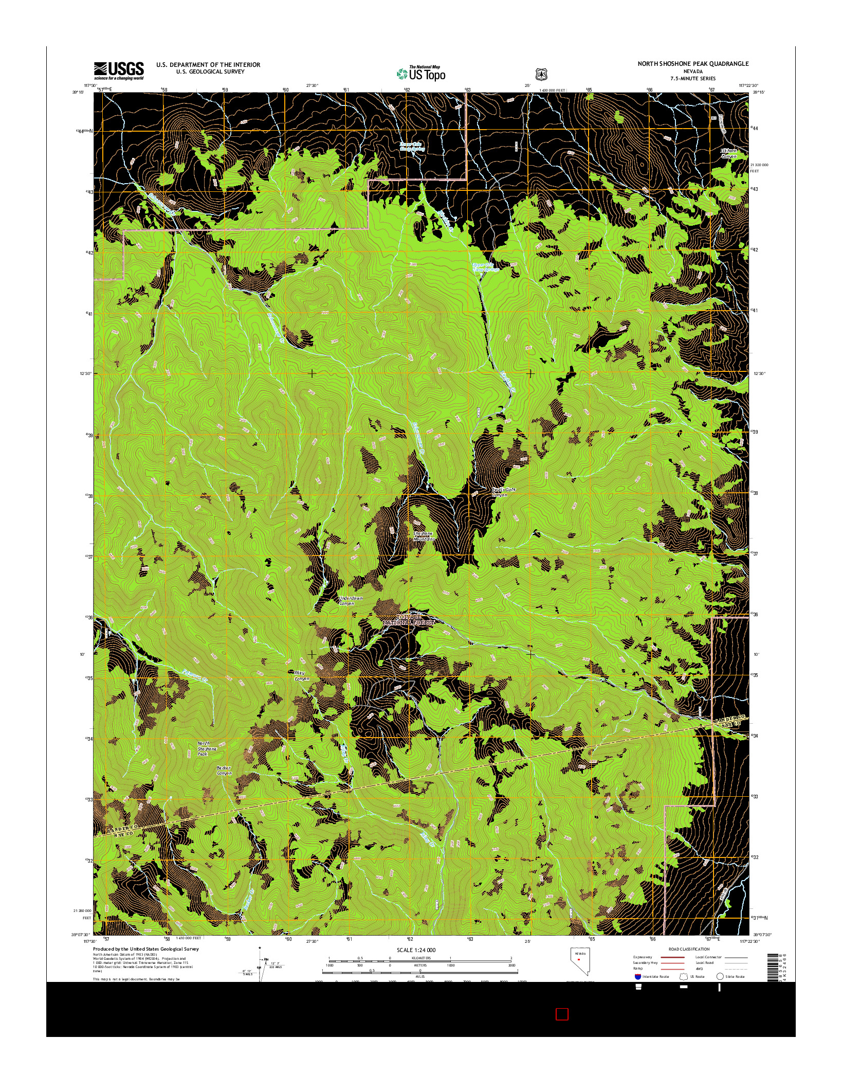 USGS US TOPO 7.5-MINUTE MAP FOR NORTH SHOSHONE PEAK, NV 2015