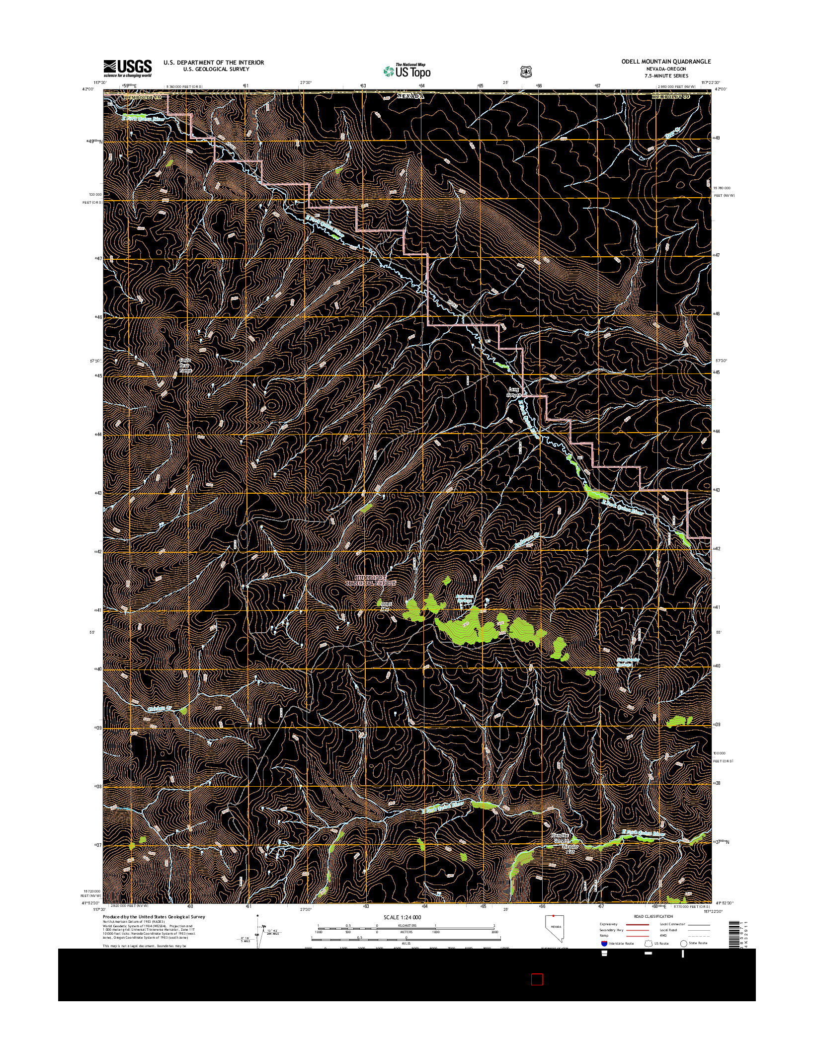 USGS US TOPO 7.5-MINUTE MAP FOR ODELL MOUNTAIN, NV-OR 2015