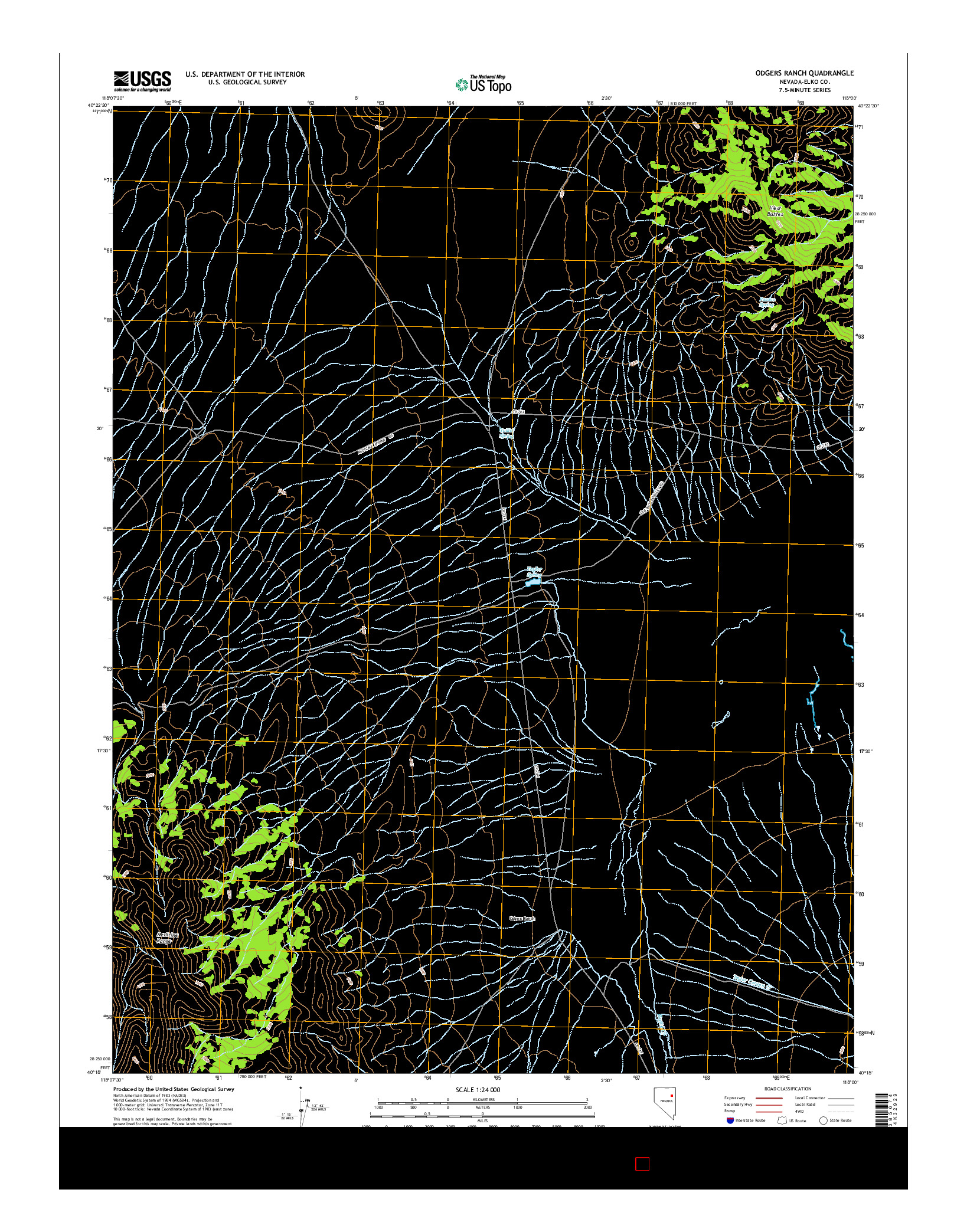 USGS US TOPO 7.5-MINUTE MAP FOR ODGERS RANCH, NV 2015