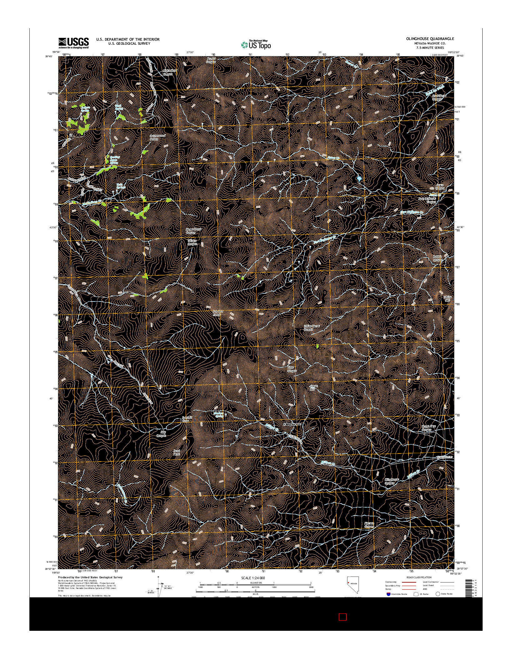 USGS US TOPO 7.5-MINUTE MAP FOR OLINGHOUSE, NV 2015