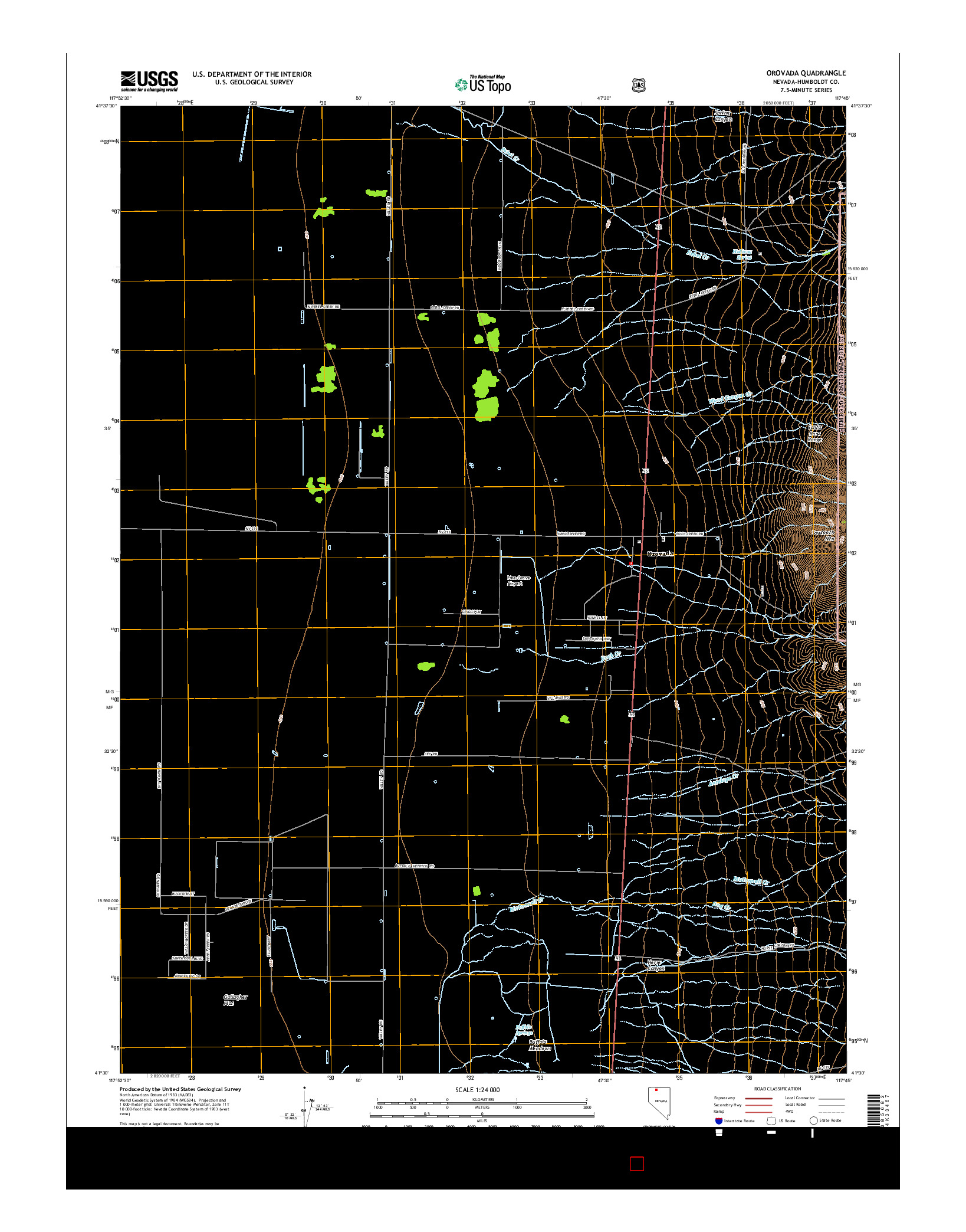 USGS US TOPO 7.5-MINUTE MAP FOR OROVADA, NV 2015