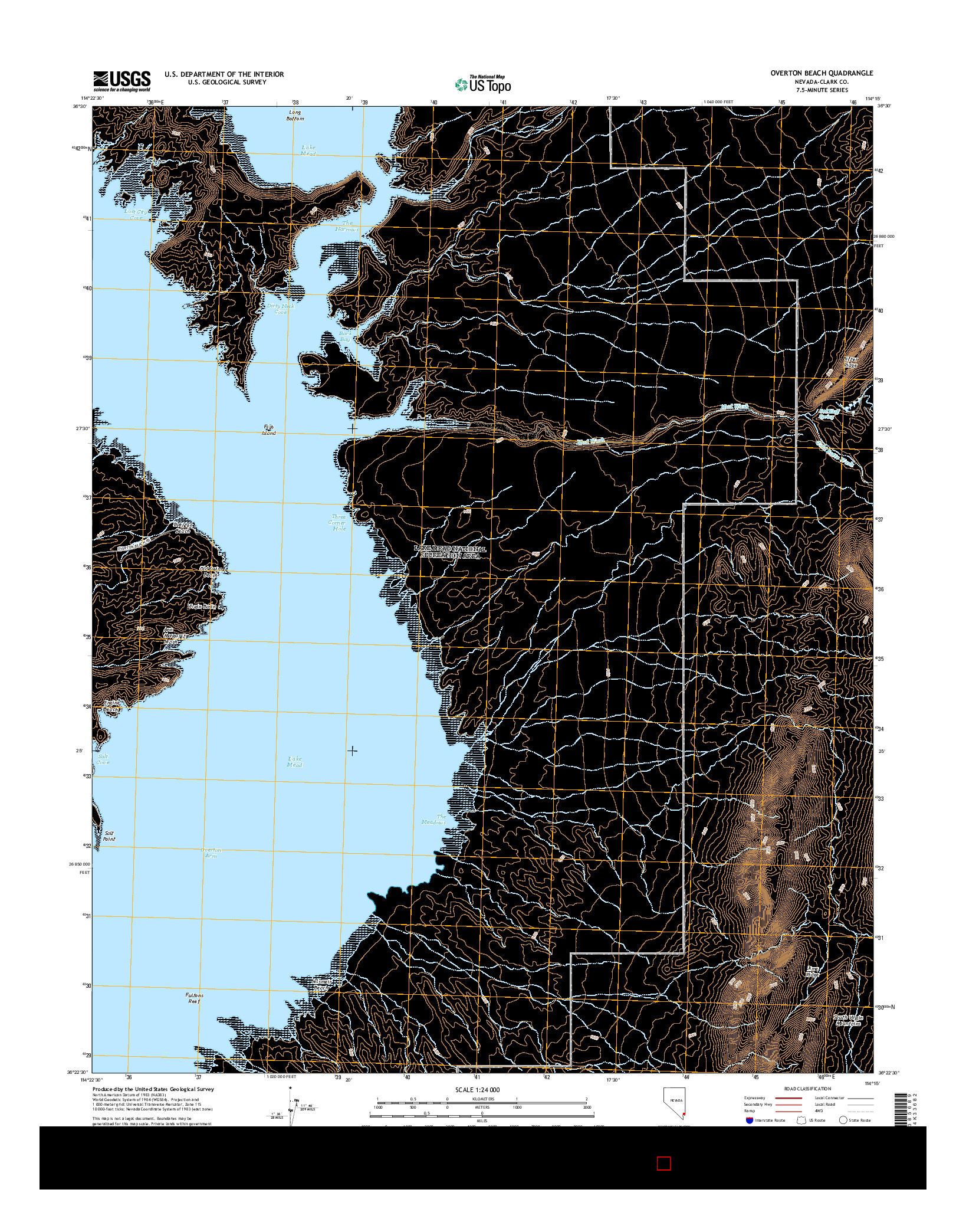 USGS US TOPO 7.5-MINUTE MAP FOR OVERTON BEACH, NV 2015