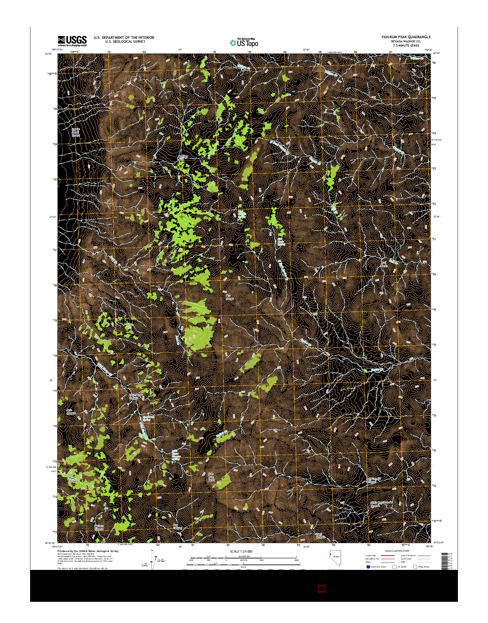 USGS US TOPO 7.5-MINUTE MAP FOR PAH-RUM PEAK, NV 2015