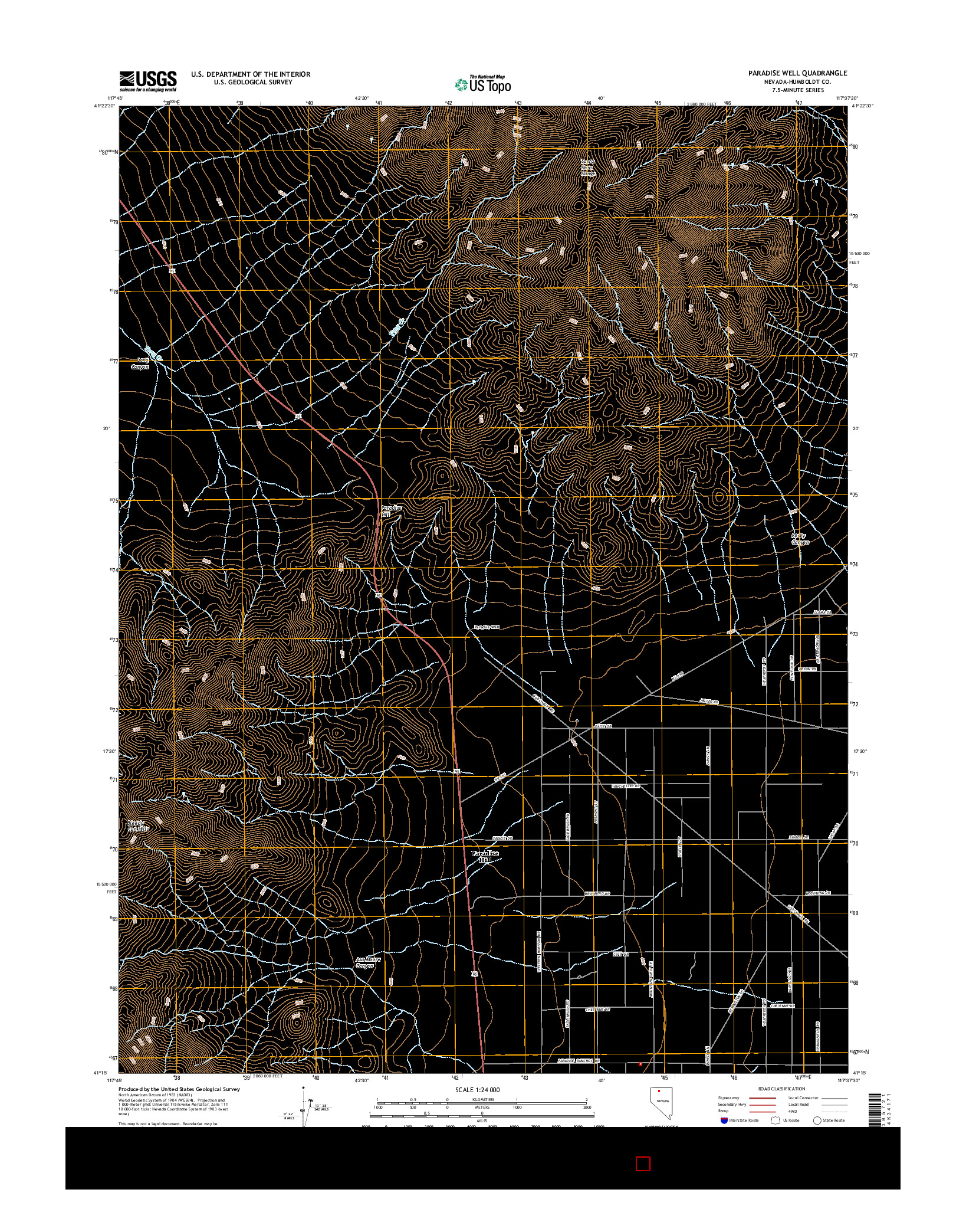 USGS US TOPO 7.5-MINUTE MAP FOR PARADISE WELL, NV 2015