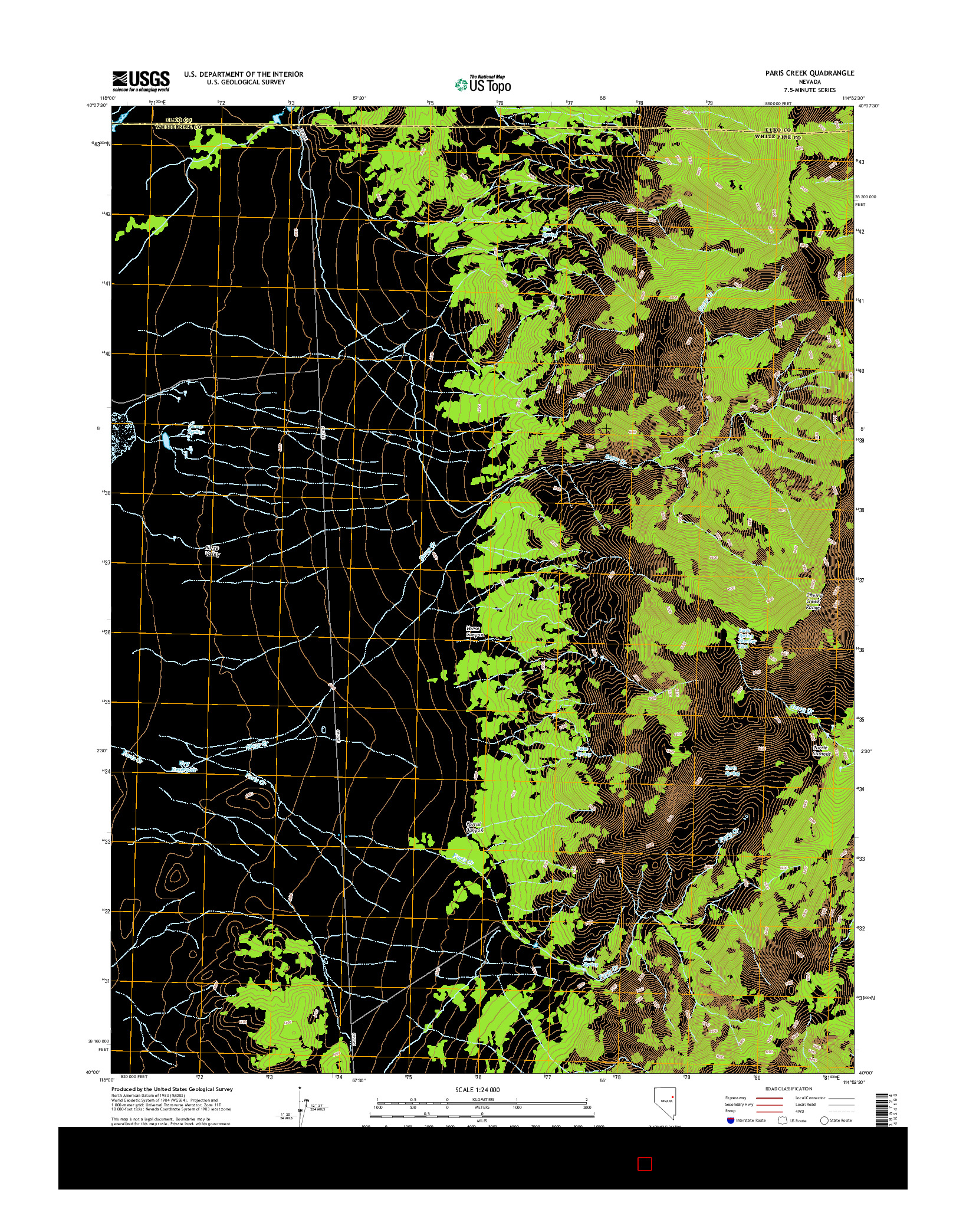 USGS US TOPO 7.5-MINUTE MAP FOR PARIS CREEK, NV 2015