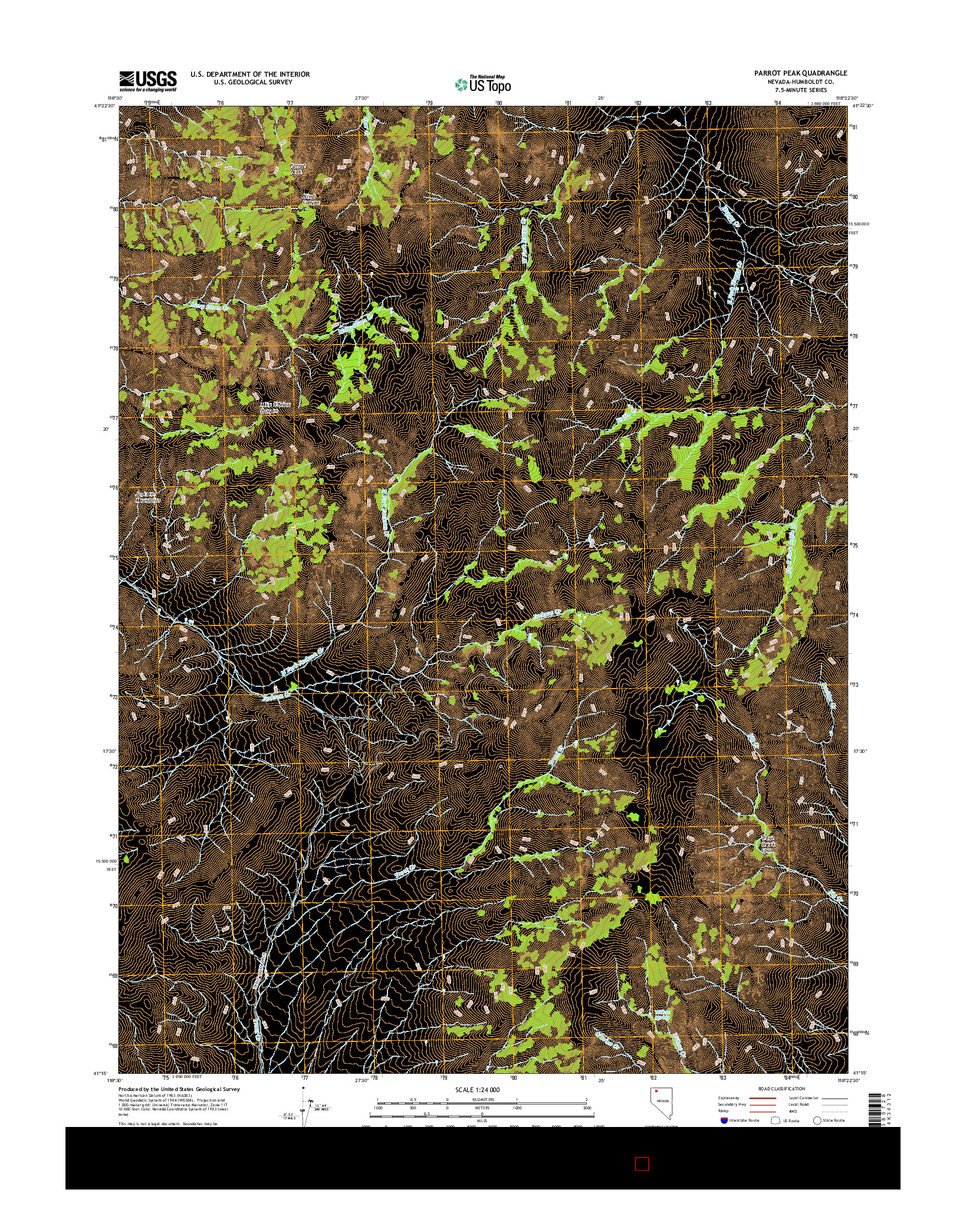 USGS US TOPO 7.5-MINUTE MAP FOR PARROT PEAK, NV 2015