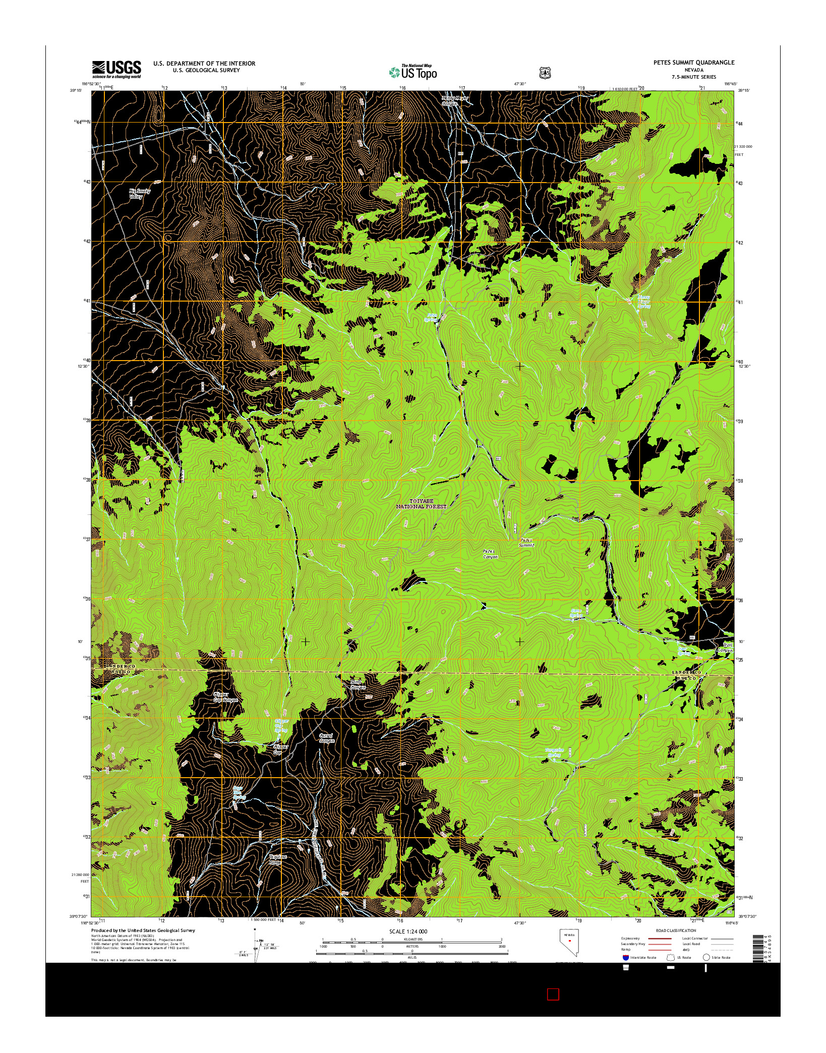 USGS US TOPO 7.5-MINUTE MAP FOR PETES SUMMIT, NV 2015
