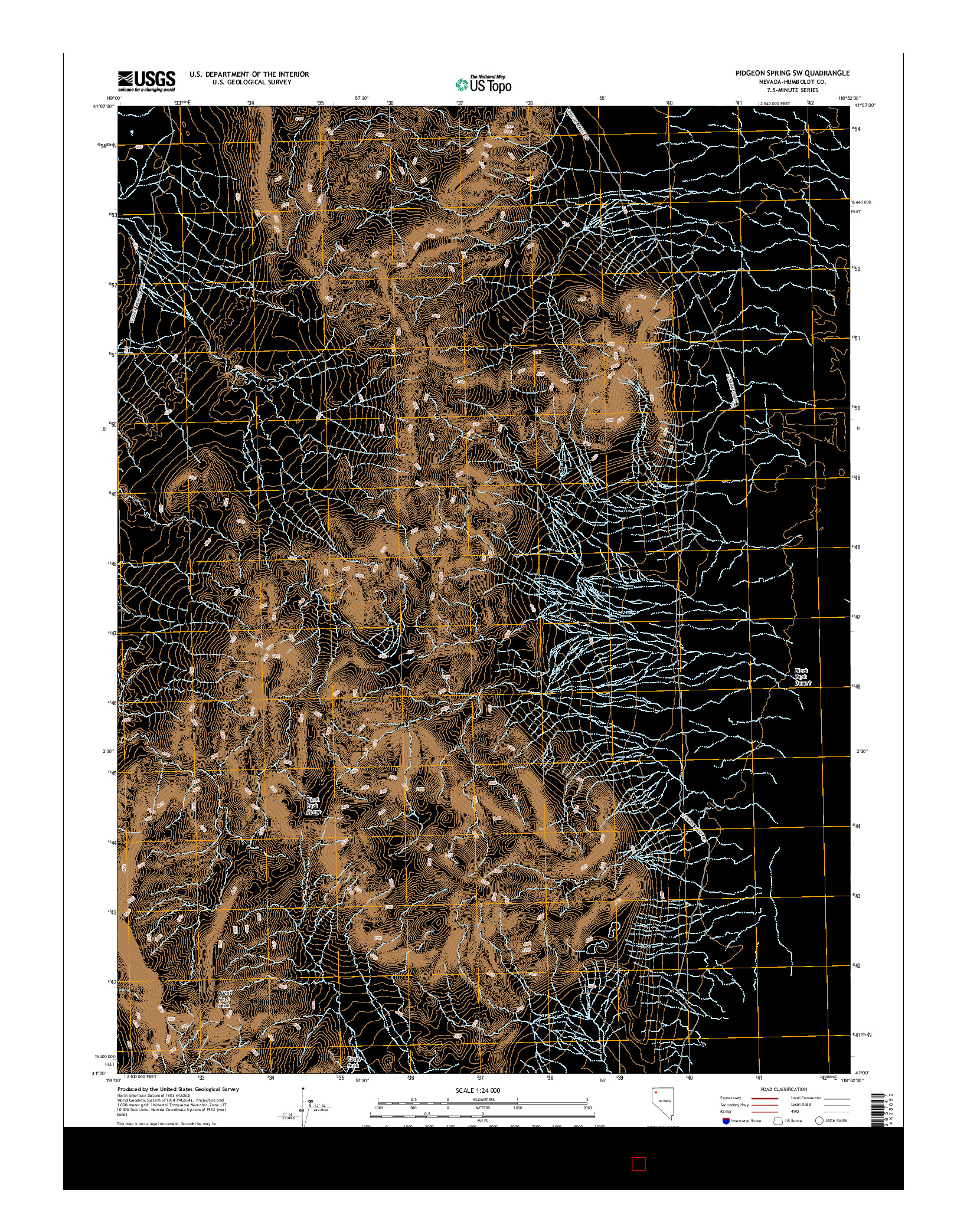 USGS US TOPO 7.5-MINUTE MAP FOR PIDGEON SPRING SW, NV 2015