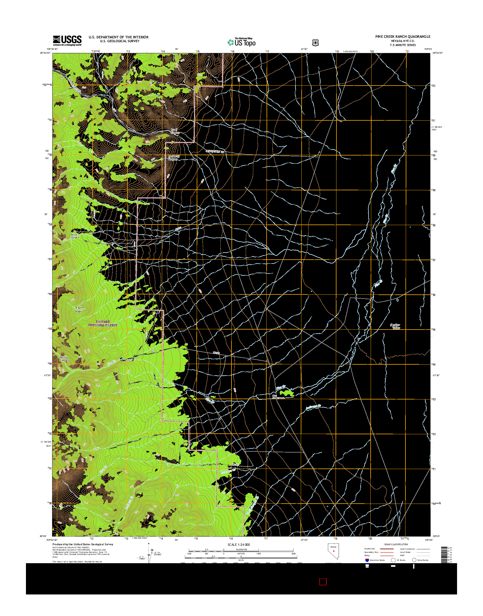 USGS US TOPO 7.5-MINUTE MAP FOR PINE CREEK RANCH, NV 2015