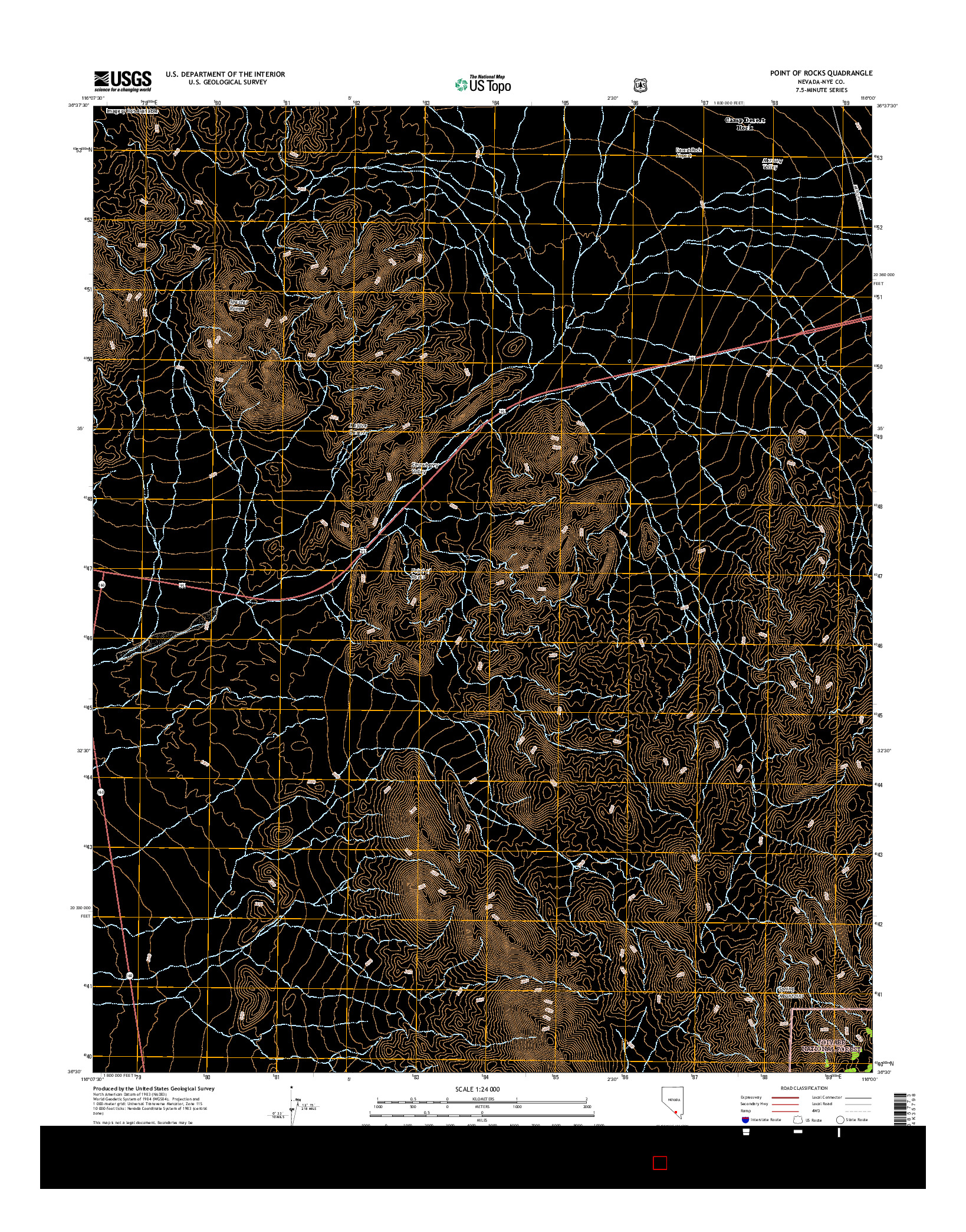 USGS US TOPO 7.5-MINUTE MAP FOR POINT OF ROCKS, NV 2015