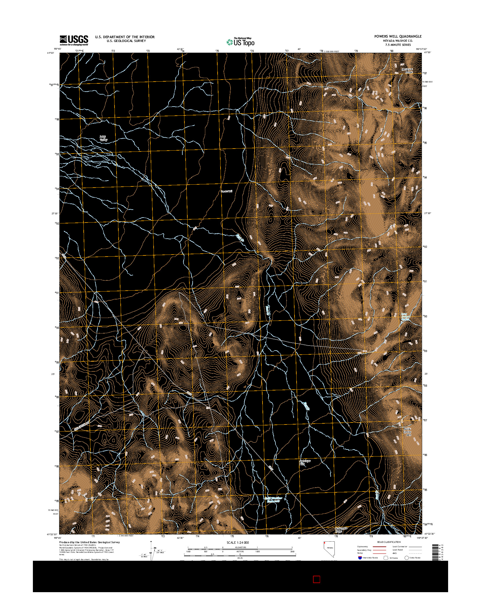 USGS US TOPO 7.5-MINUTE MAP FOR POWERS WELL, NV 2015