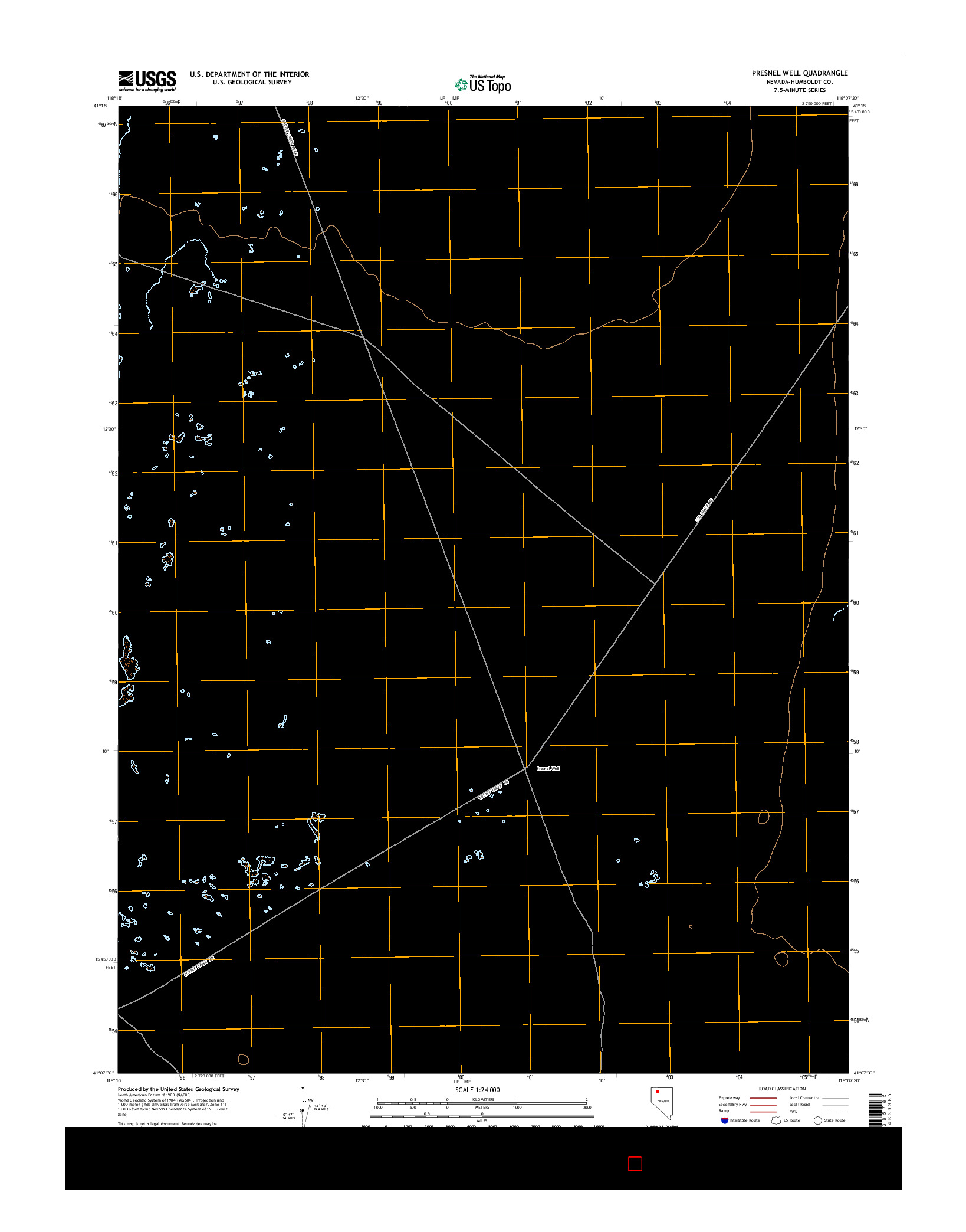 USGS US TOPO 7.5-MINUTE MAP FOR PRESNEL WELL, NV 2015