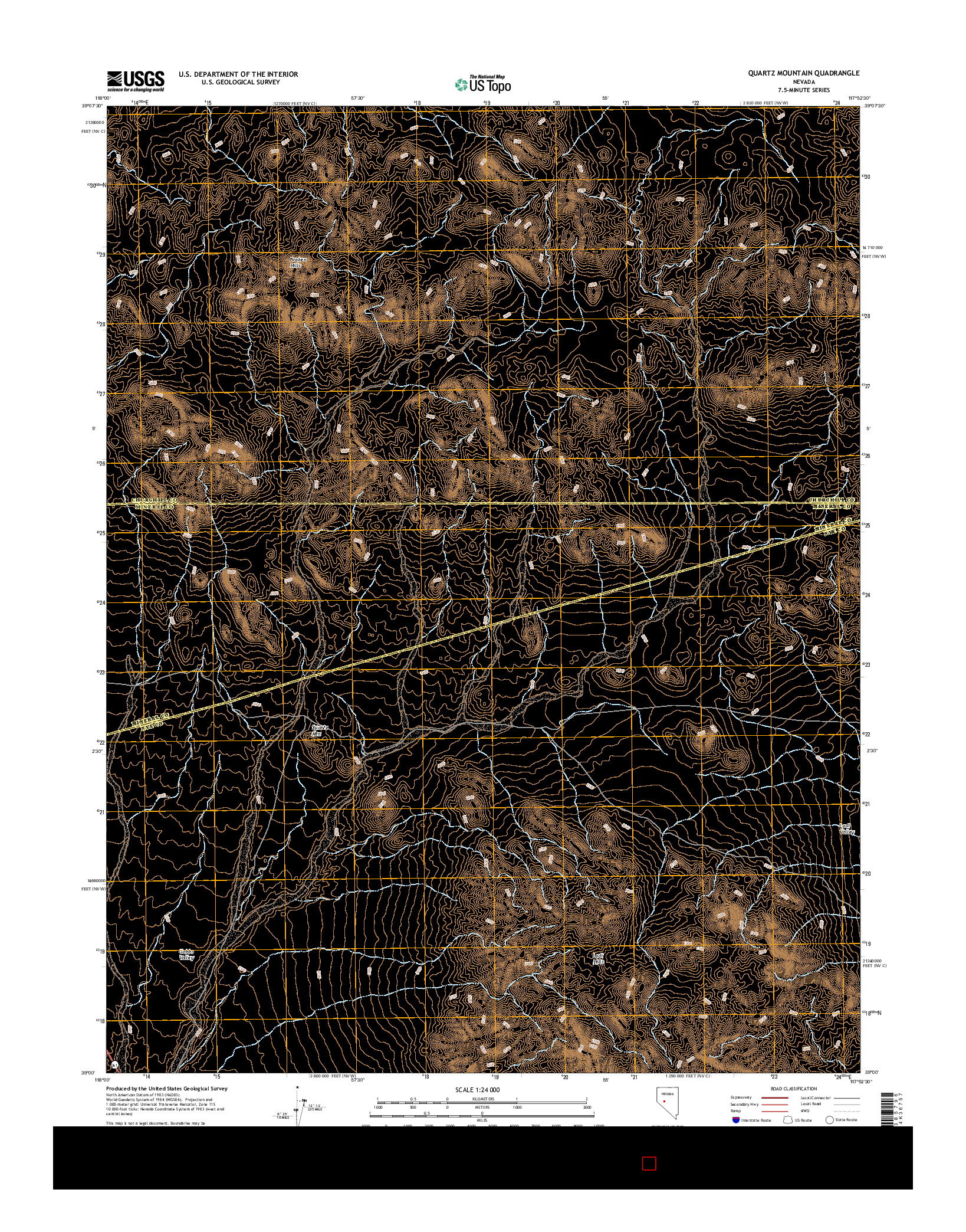 USGS US TOPO 7.5-MINUTE MAP FOR QUARTZ MOUNTAIN, NV 2015