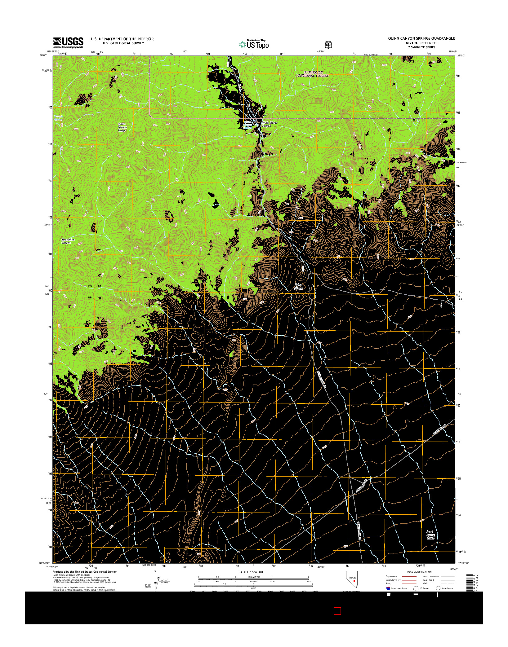 USGS US TOPO 7.5-MINUTE MAP FOR QUINN CANYON SPRINGS, NV 2015