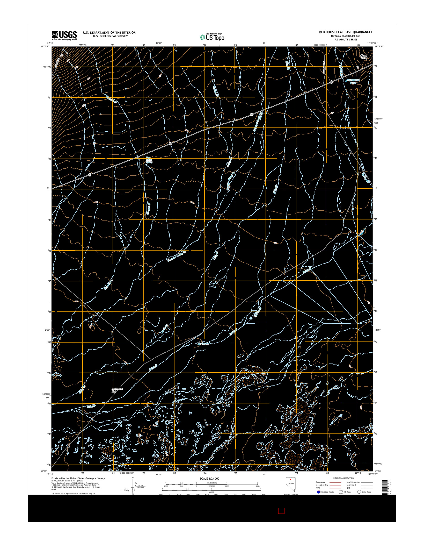 USGS US TOPO 7.5-MINUTE MAP FOR RED HOUSE FLAT EAST, NV 2015