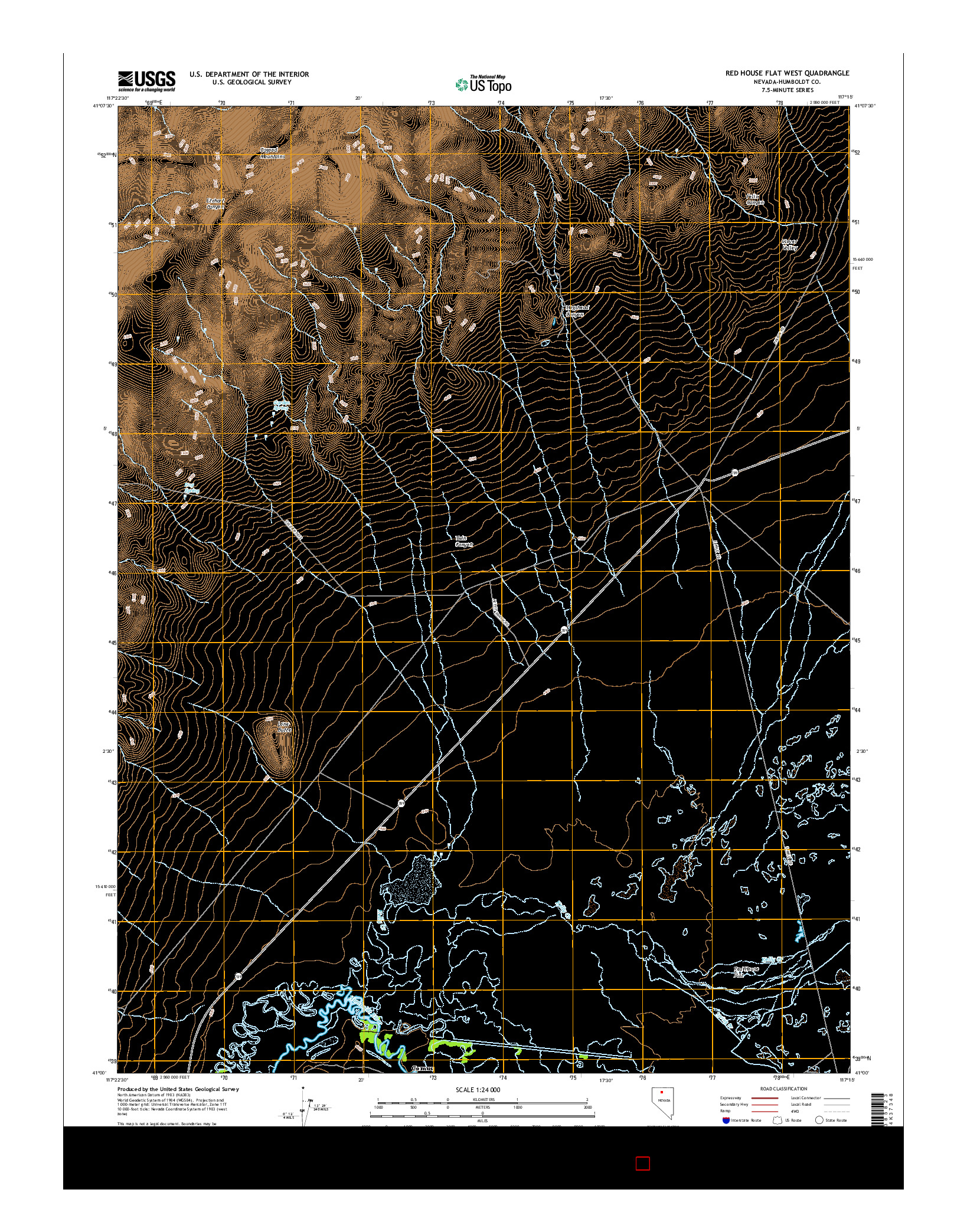 USGS US TOPO 7.5-MINUTE MAP FOR RED HOUSE FLAT WEST, NV 2015