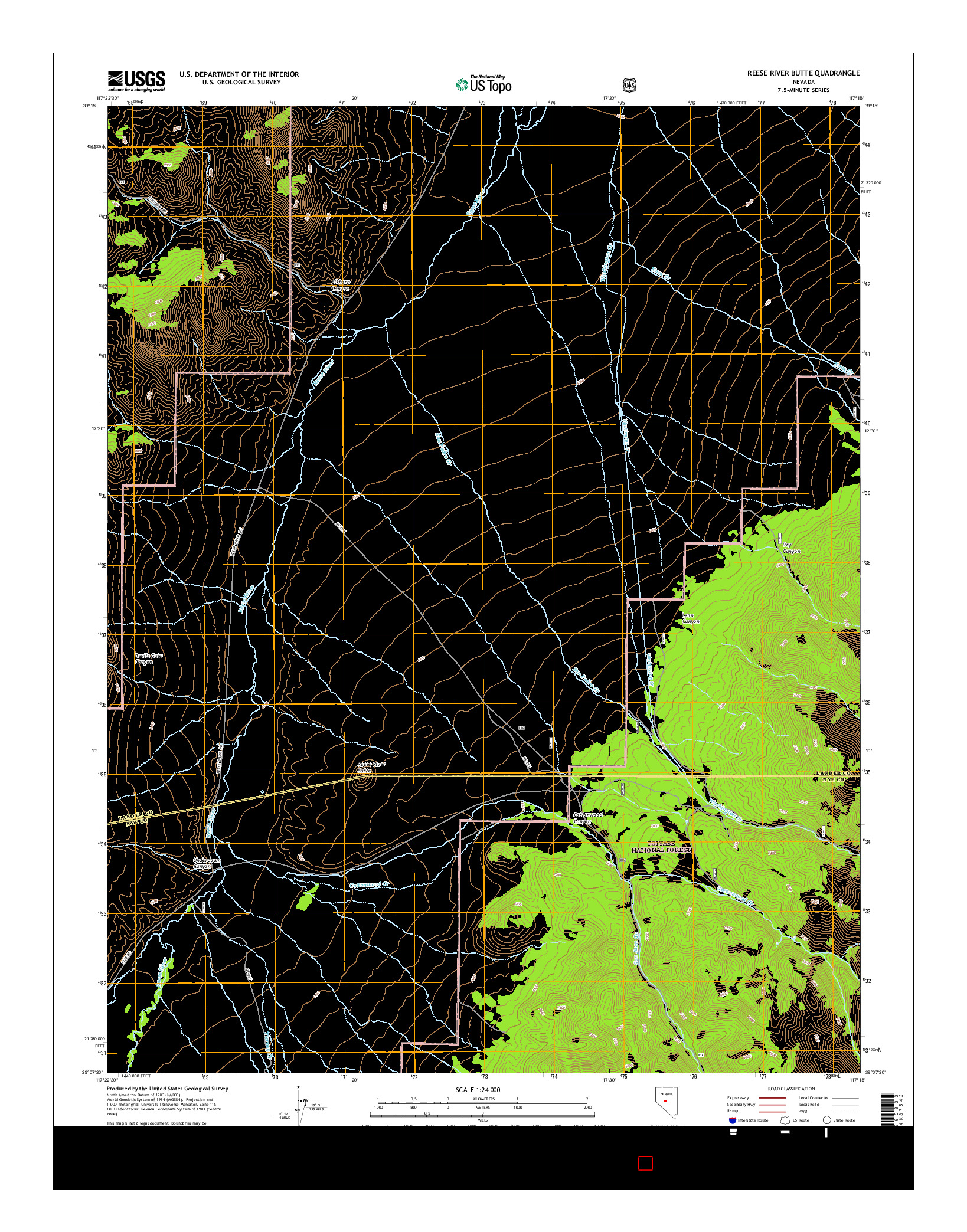 USGS US TOPO 7.5-MINUTE MAP FOR REESE RIVER BUTTE, NV 2015