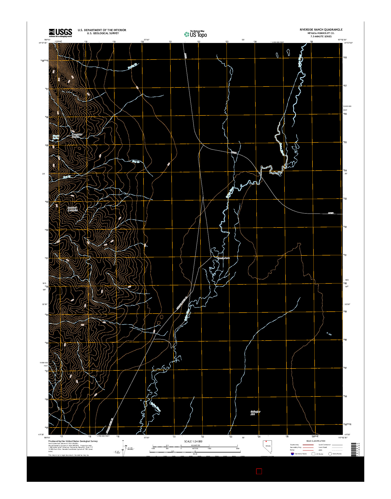 USGS US TOPO 7.5-MINUTE MAP FOR RIVERSIDE RANCH, NV 2015