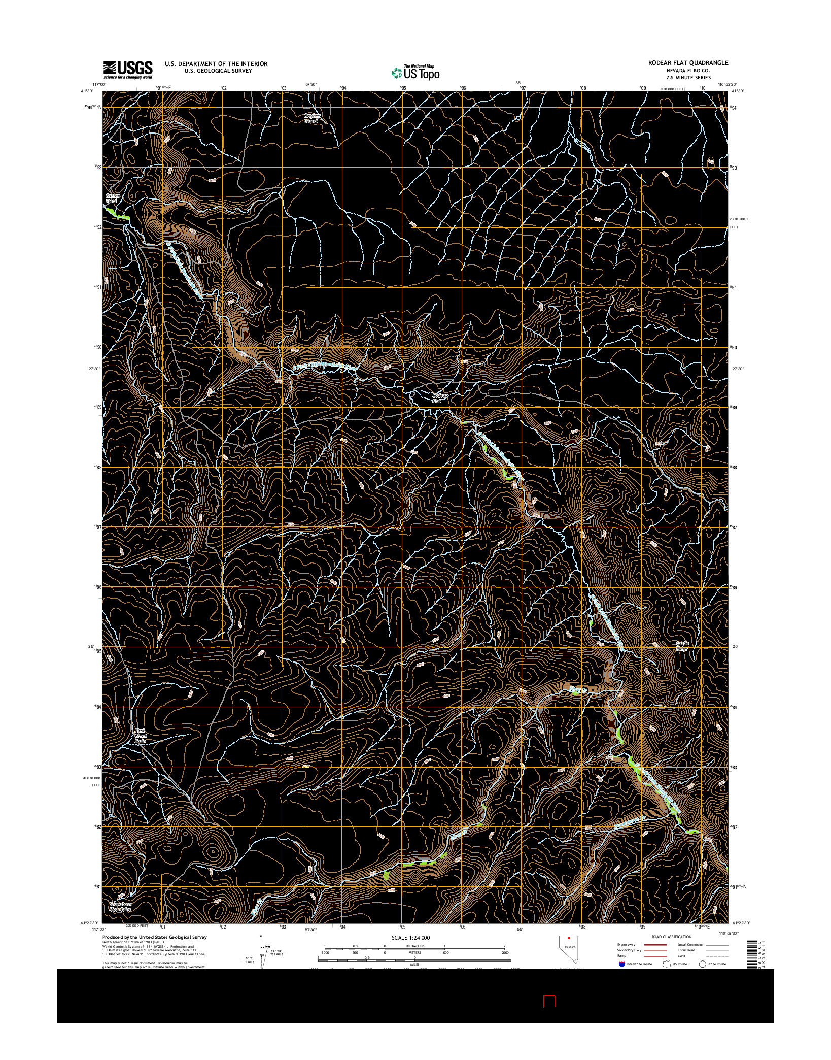 USGS US TOPO 7.5-MINUTE MAP FOR RODEAR FLAT, NV 2015