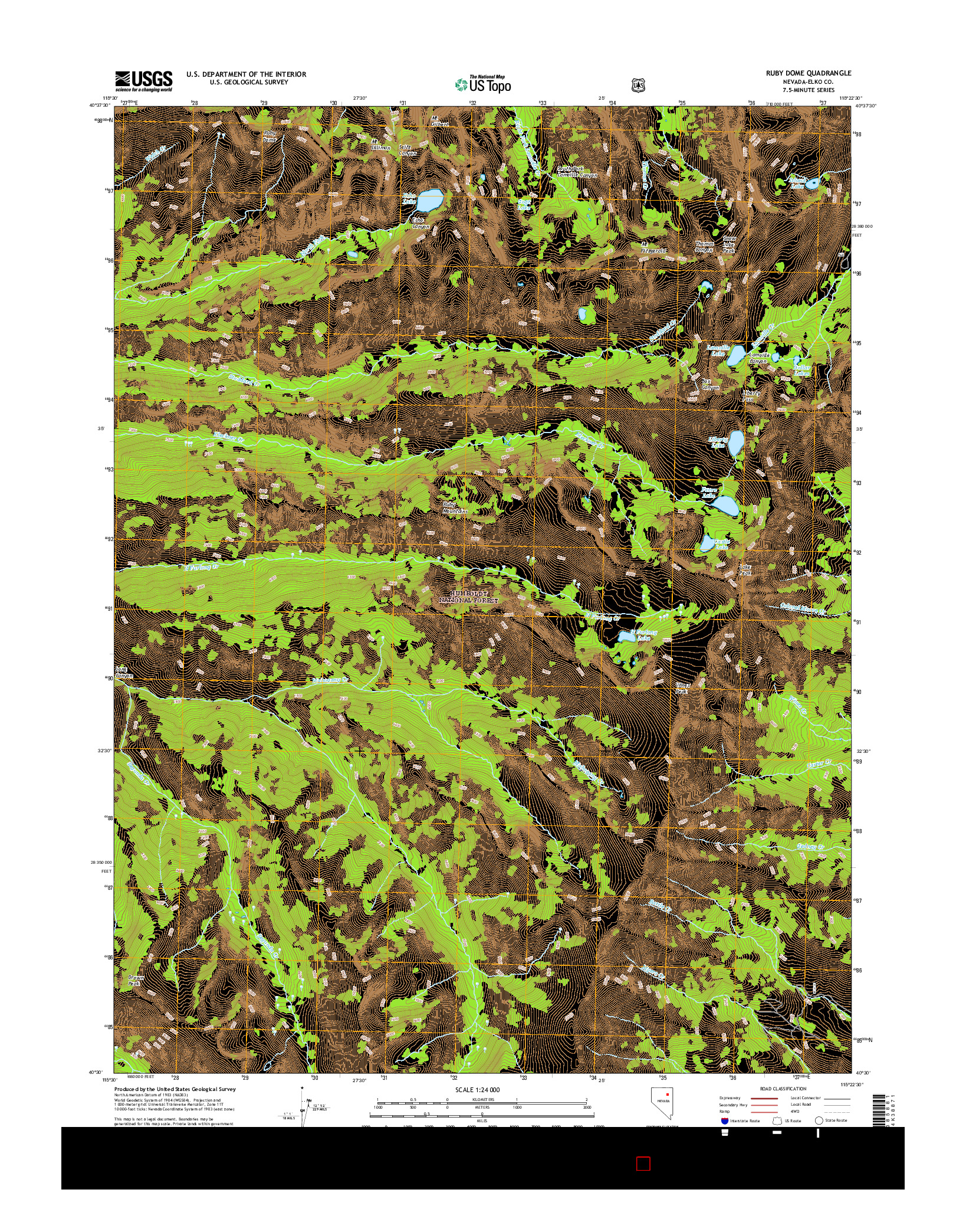 USGS US TOPO 7.5-MINUTE MAP FOR RUBY DOME, NV 2015